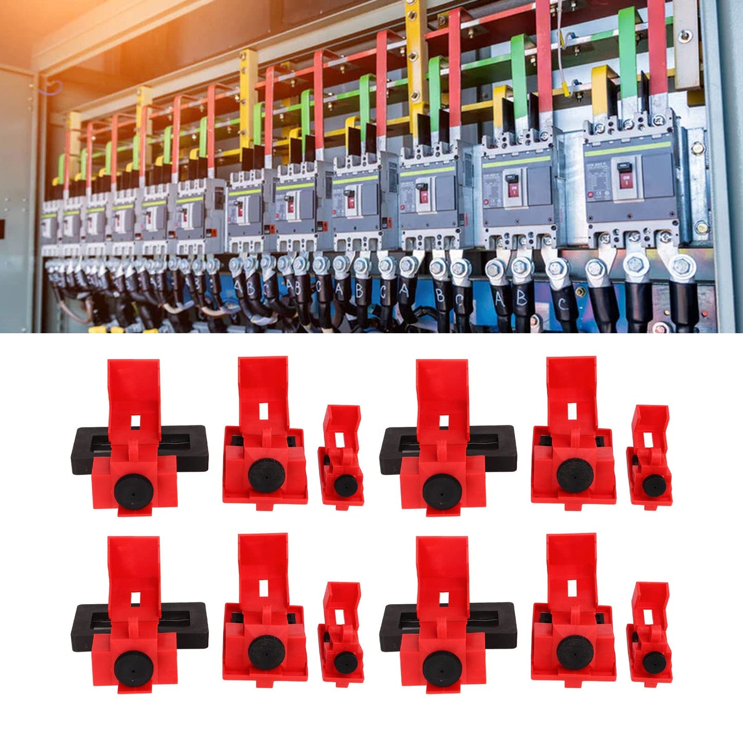 Circuit Breaker Lockout Device, Lockout Tagout Kit 12 Pcs Single Pole Breaker Lock Out Device Nylon Breaker Clamp On Lockout Tagout Kit for Loto Station Lock Out Tag Out Set