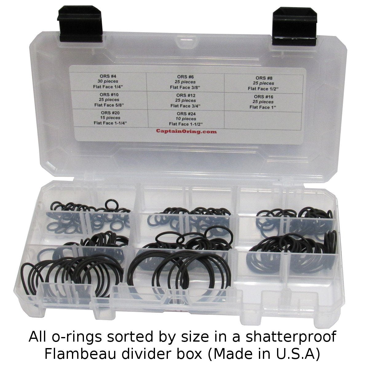 Captain O-Ring ORS/ORFS (for Flat Face Fittings) Hydraulic O-Ring Seal Kit (Buna 90 / BN90-180 Piece Kit)