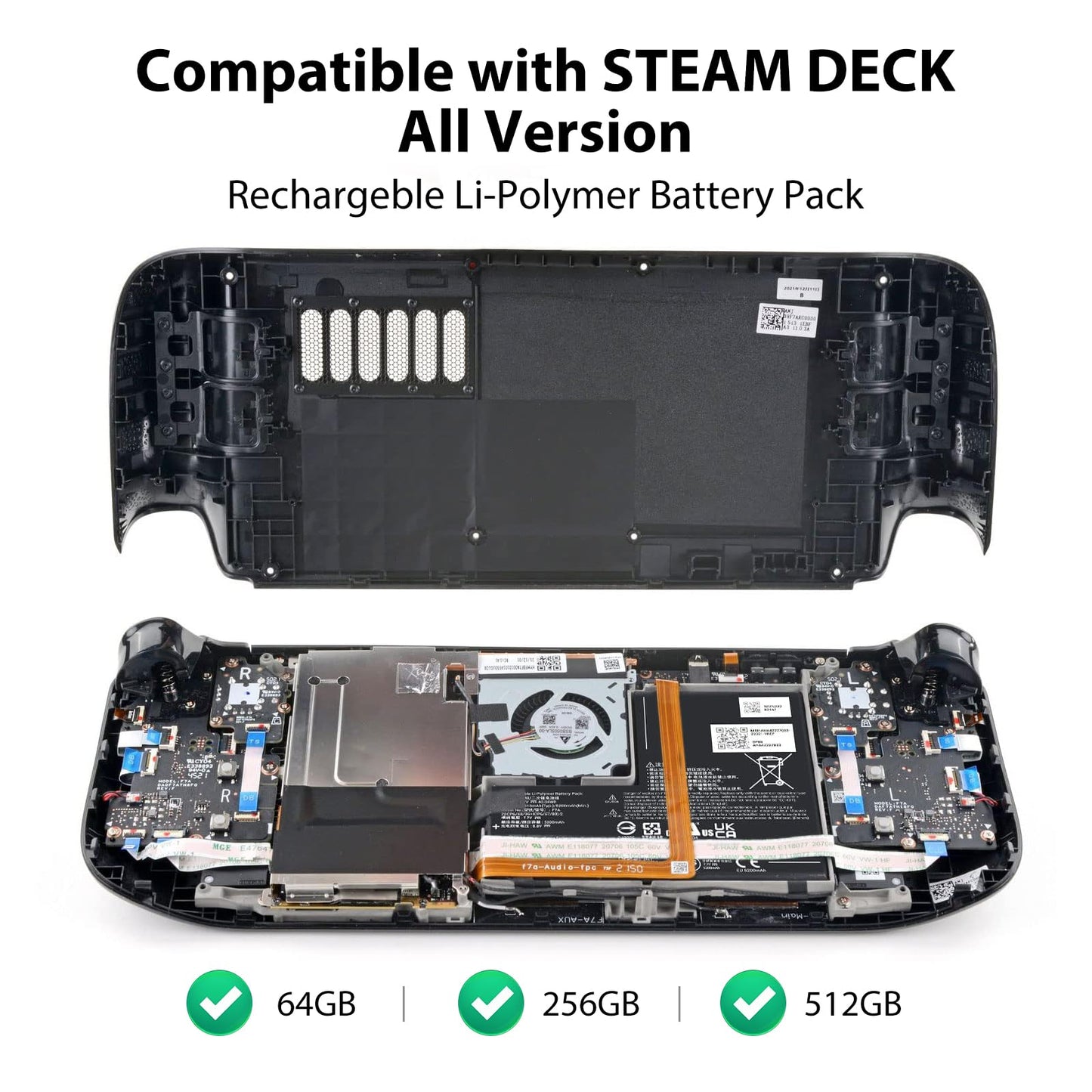 SiWiQU Battery Pack Replacement Compatible with Steam Deck Console, 42Wh High Capacity Internal Battery for Steam Deck Accessories, with Installation Tools Kit [7.7V 5313mAh*2+1400mAh*2 ]