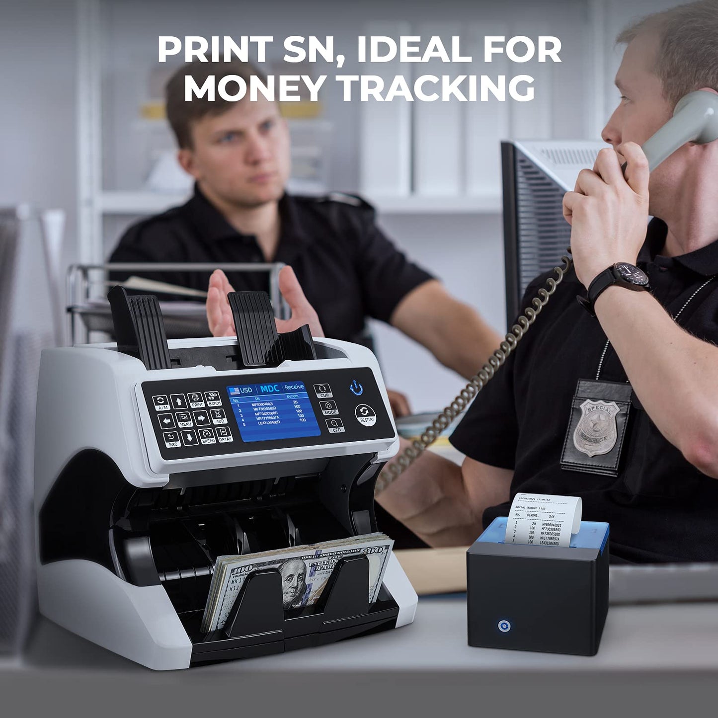 MUNBYN Thermal Printer for Mixed Denomination Money Counter Machine, Connect and Use