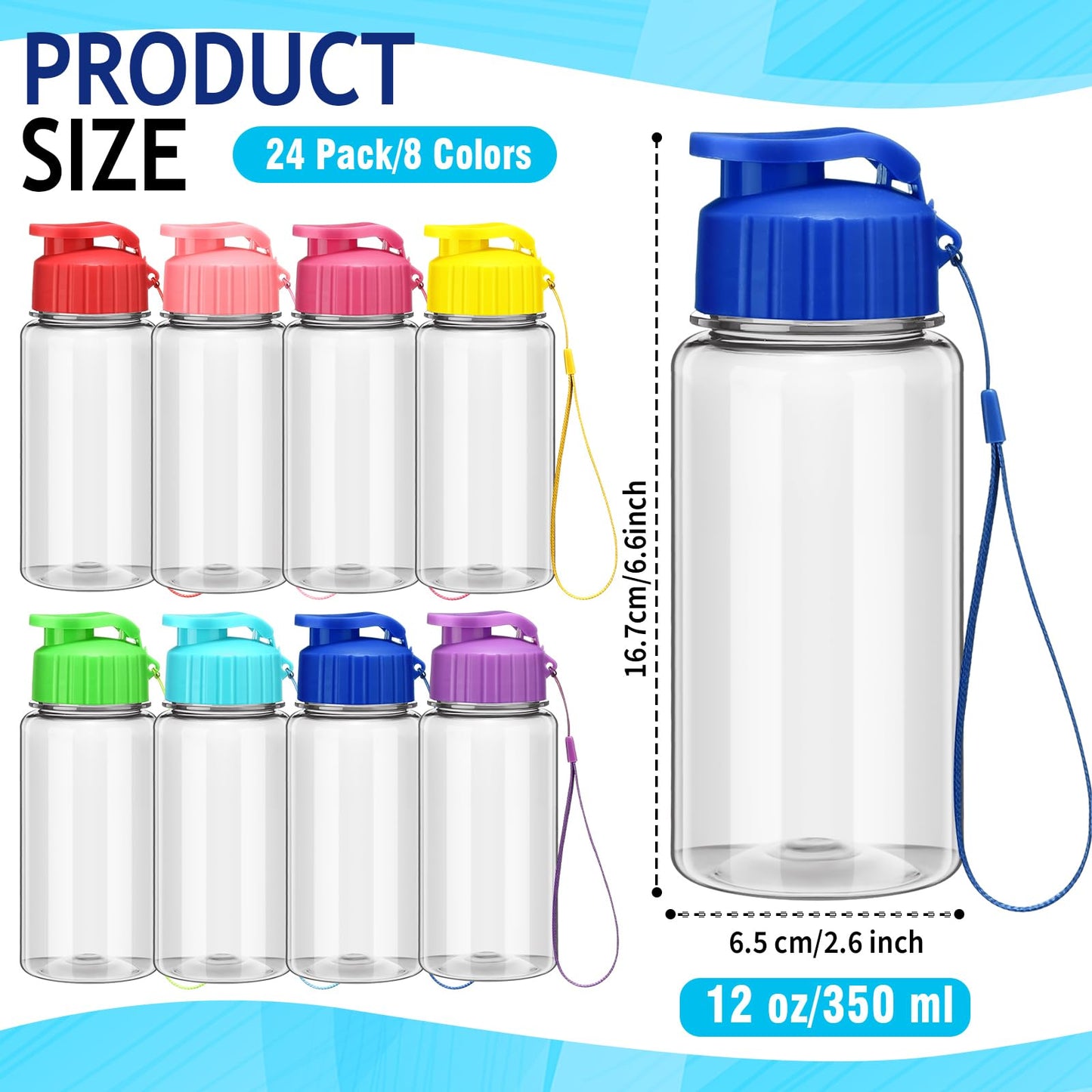 Sunnychicc 24 Set Water Bottles Bulk with Straws 12 oz End of the Year Gifts for Students Kindergarten Sports Water Bottle Summer Graduation Student Gifts from Teacher for School Classroom Party