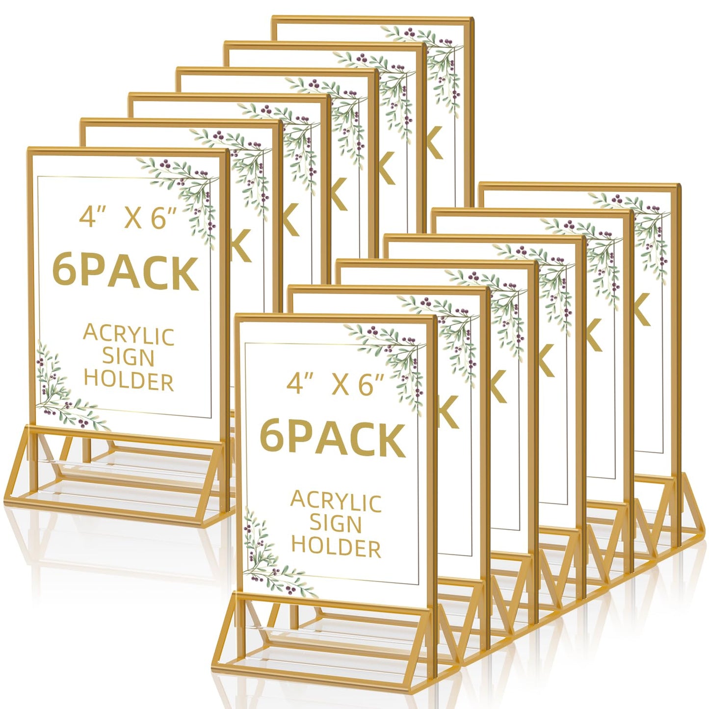PPH-Sisy Acrylic Sign Holder 4 x 6 Double Sided Acrylic Frames Display Stand Clear Table Flyer Holder，Plastic Paper Holder for Home Office Shop