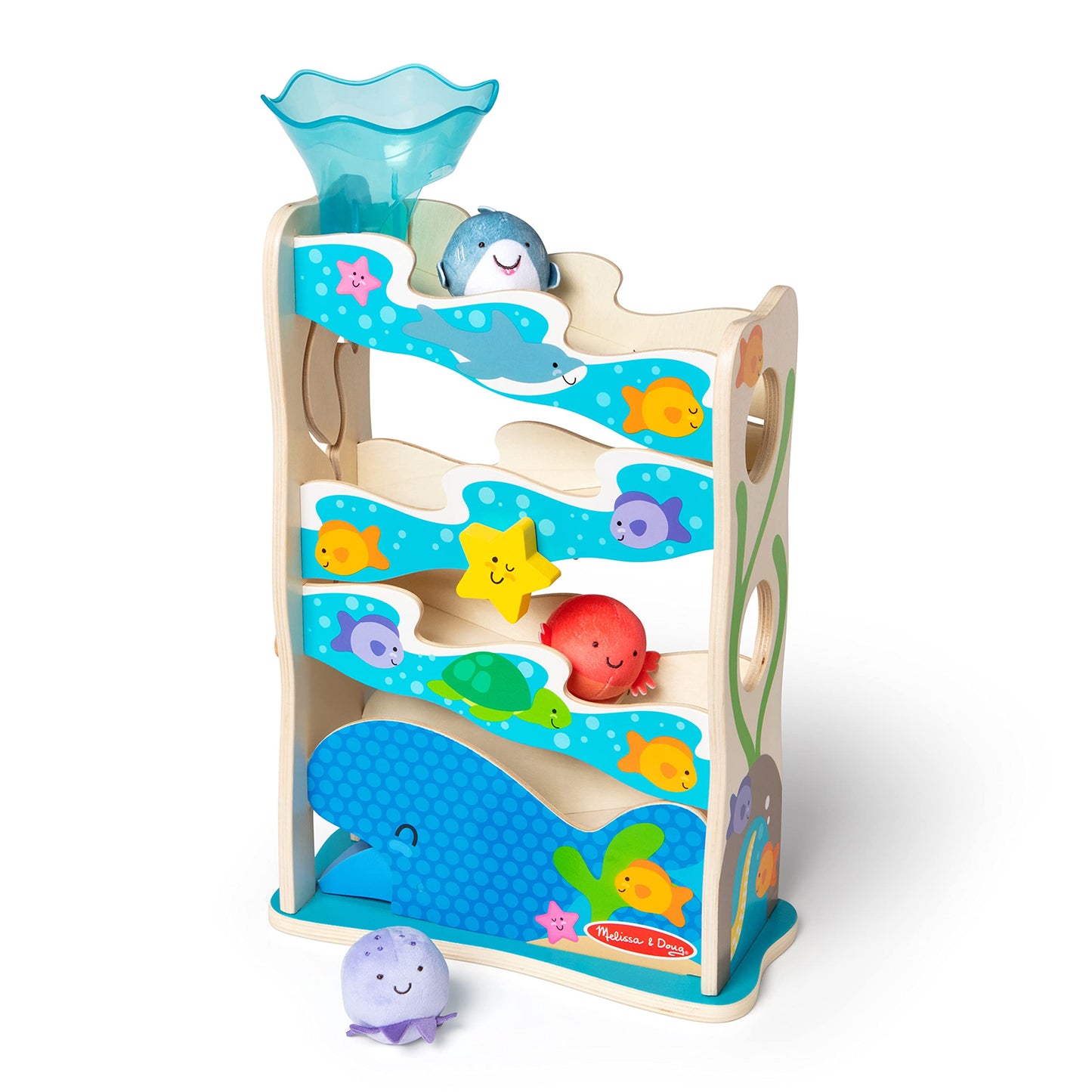 Melissa & Doug Rollables Wooden Ocean Slide Infant and Toddler Toy (5 Pieces) - FSC CertifiedOcean Themed Toys for Toddlers, Early Learning Toys for Infants and Toddlers Ages 1+