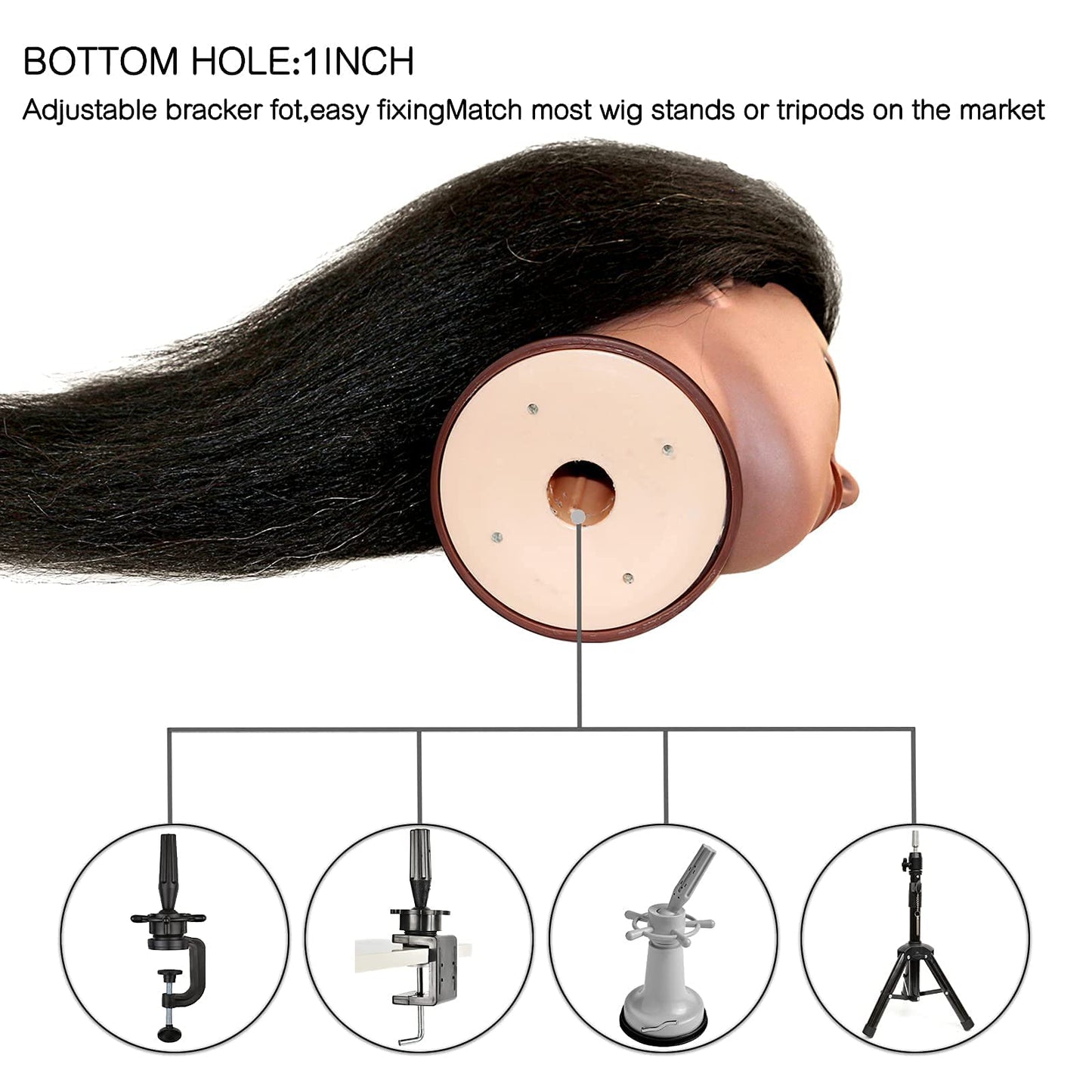 ISHOT Mannequin Head With Hair And Stand Tripod,Wig Stand Tripod With Mannequin Head,Hairdresser Training Head,Doll Head Beauty School Hair Practice Head Manikin Cosmetology