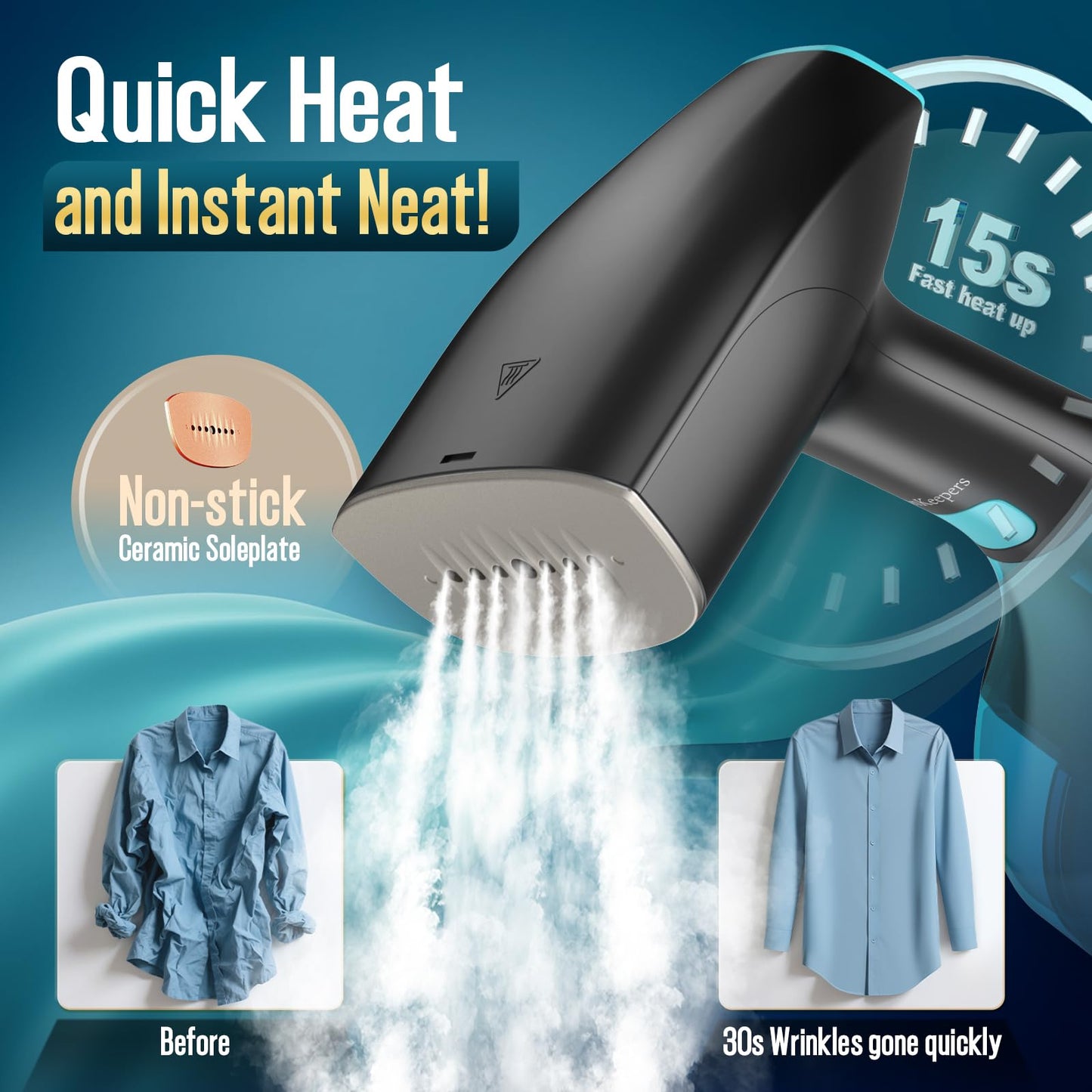 Steamer for Clothes, 1900W Strong Penetrating Steam & Fast Wrinkle Remover Portable Handheld Garment Steamer, 3 Steam Modes, Fabric Brush & 300ml Water Tank, Clothes Steamer Iron for Home Travel