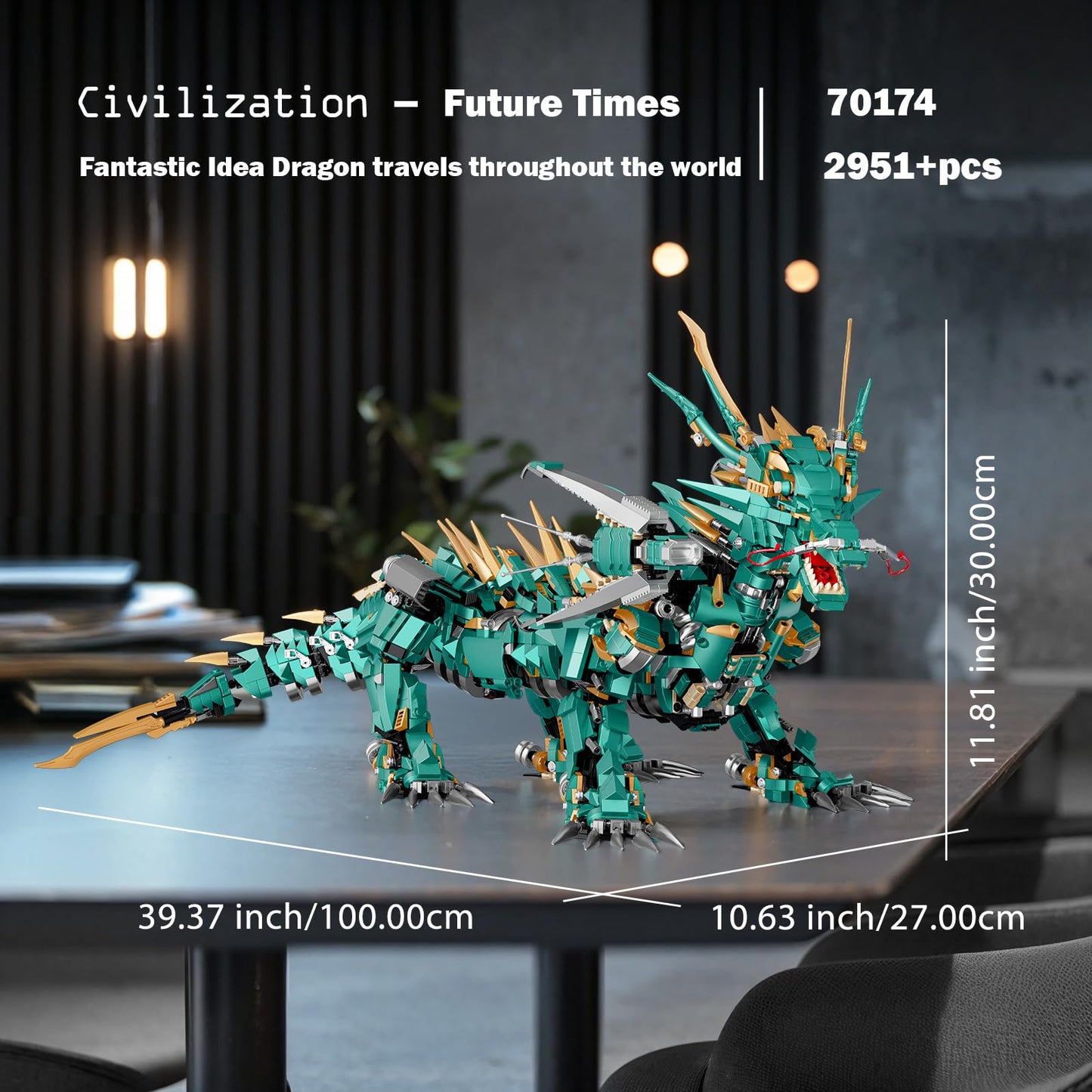 JMBricklayer Dragon Toy Building Set for Adults 70174, Creative Green Mechanical Dragon Animal Building Model Collectible, Home Festival Decor Display Set, Building Toy for Boys Girls Teens