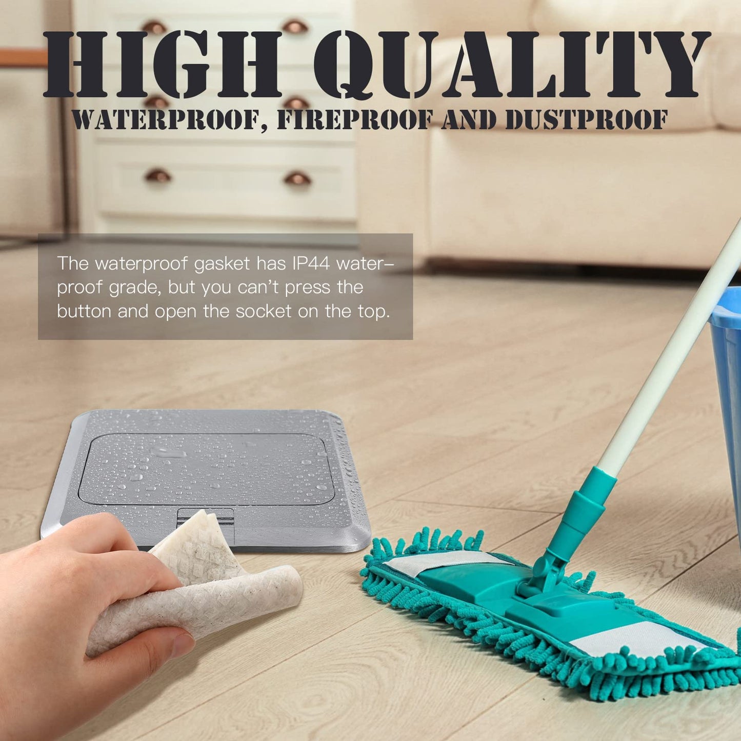 Hoolerry 4 Pack Pop up Floor Electrical Outlet Cover Box Kit with 4.8A USB Charger 20Amp Waterproof Weatherproof Floor Tamper Resistant Outlet Receptacle for Countertop Home (Silver)