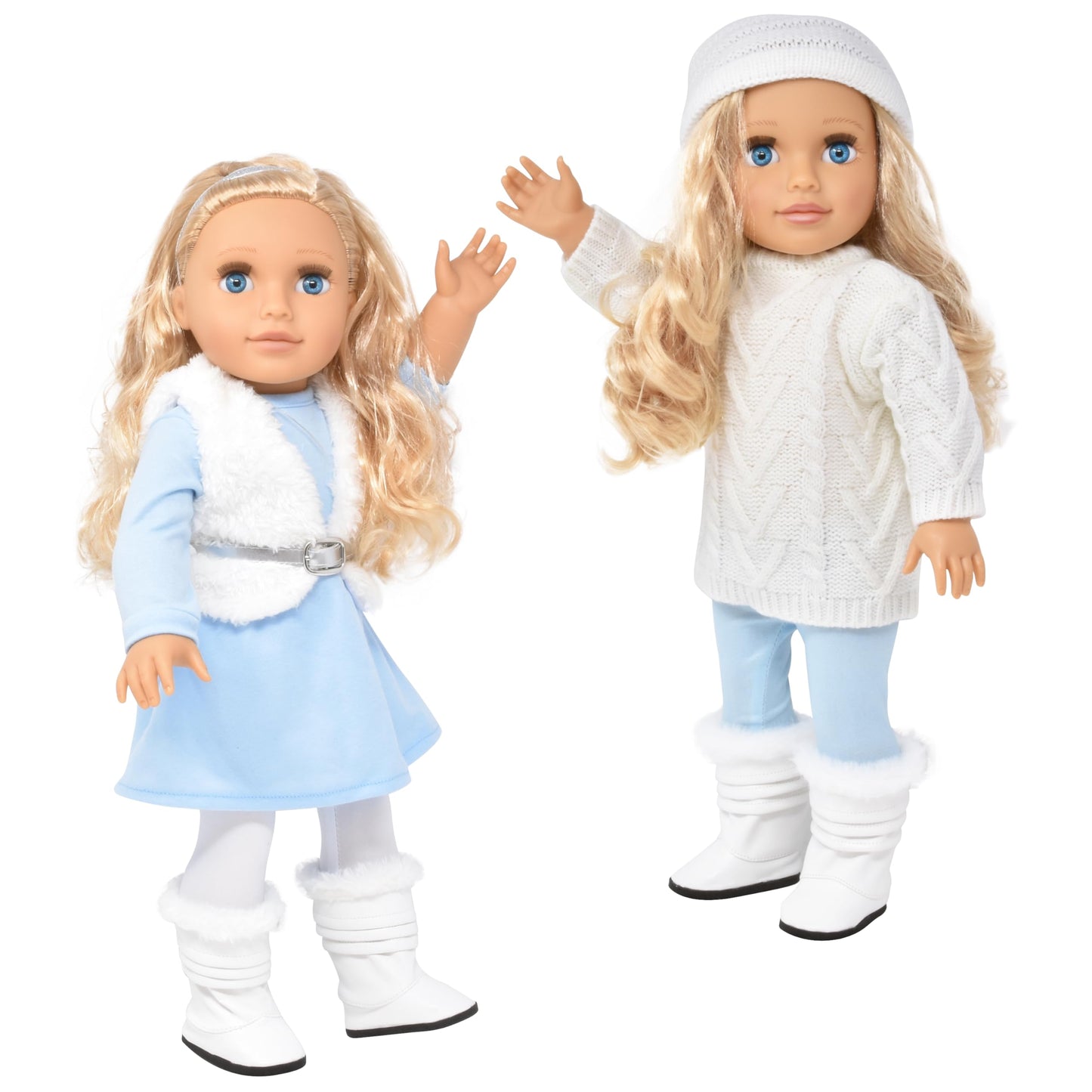 18 Inch Girl Doll with Clothes Set in Gift Box, Fashion Princess Doll with Beautiful Long Blond Hair Blue Eyes with 2 Outfits, Boots and Accessories for Girls and Kids