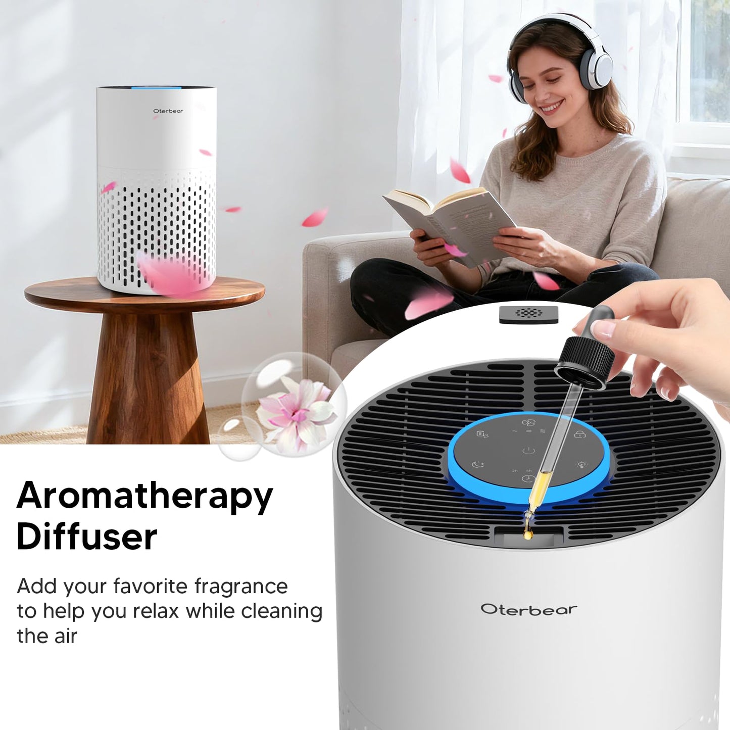 Air Purifiers for Home Bedroom Up to 1250 Ft² - H14 HEPA Air Purifier with Aroma & Sleep Mode - 24dB Small Room Air Purifier for Allergies, Smoke, Dust, Pollen, Pet Dander,4000B,White