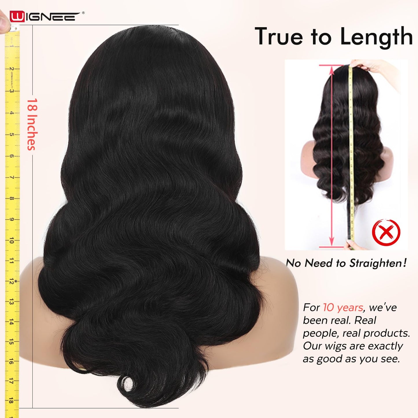 WIGNEE U Part Human Hair Body Wave Wig 100% Unprocessed 12A Grade Brazilian Virgin Human Hair Clip in V Part Body Wave Wigs for Black Women Human Hair Glueless 18 Inch Black Curly Human Hair Wig