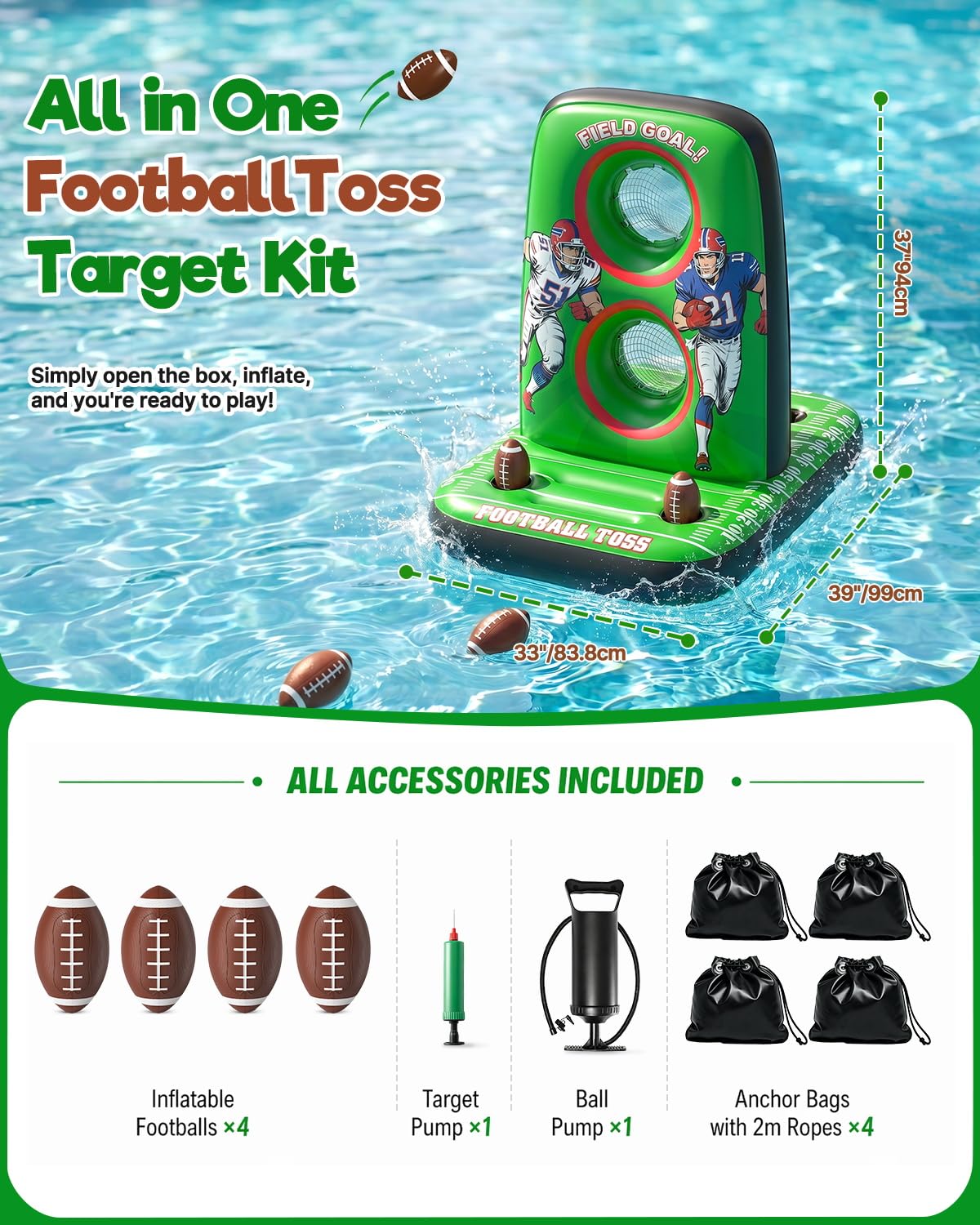 Football Target with 4 Balls & 2 Pumps Inflatable Toy