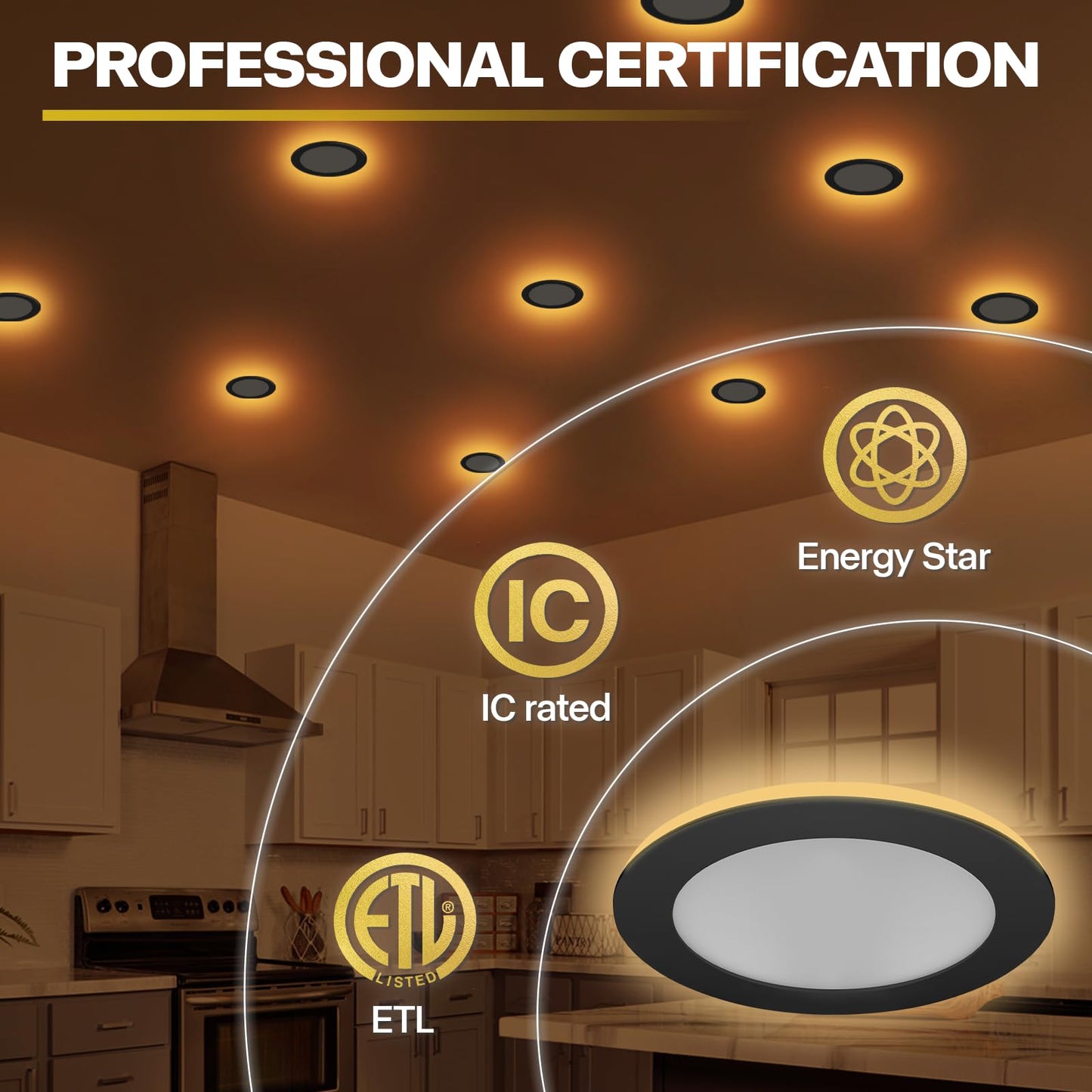 12 Pack Black Recessed Lighting 6 Inch with Night Light, 5CCT 6 Inch LED Recessed Lights 2700K-6000K Selectable, Dimmable 15W 1200LM Ultra Thin Recessed Lighting - ETL and Energy Star Certified