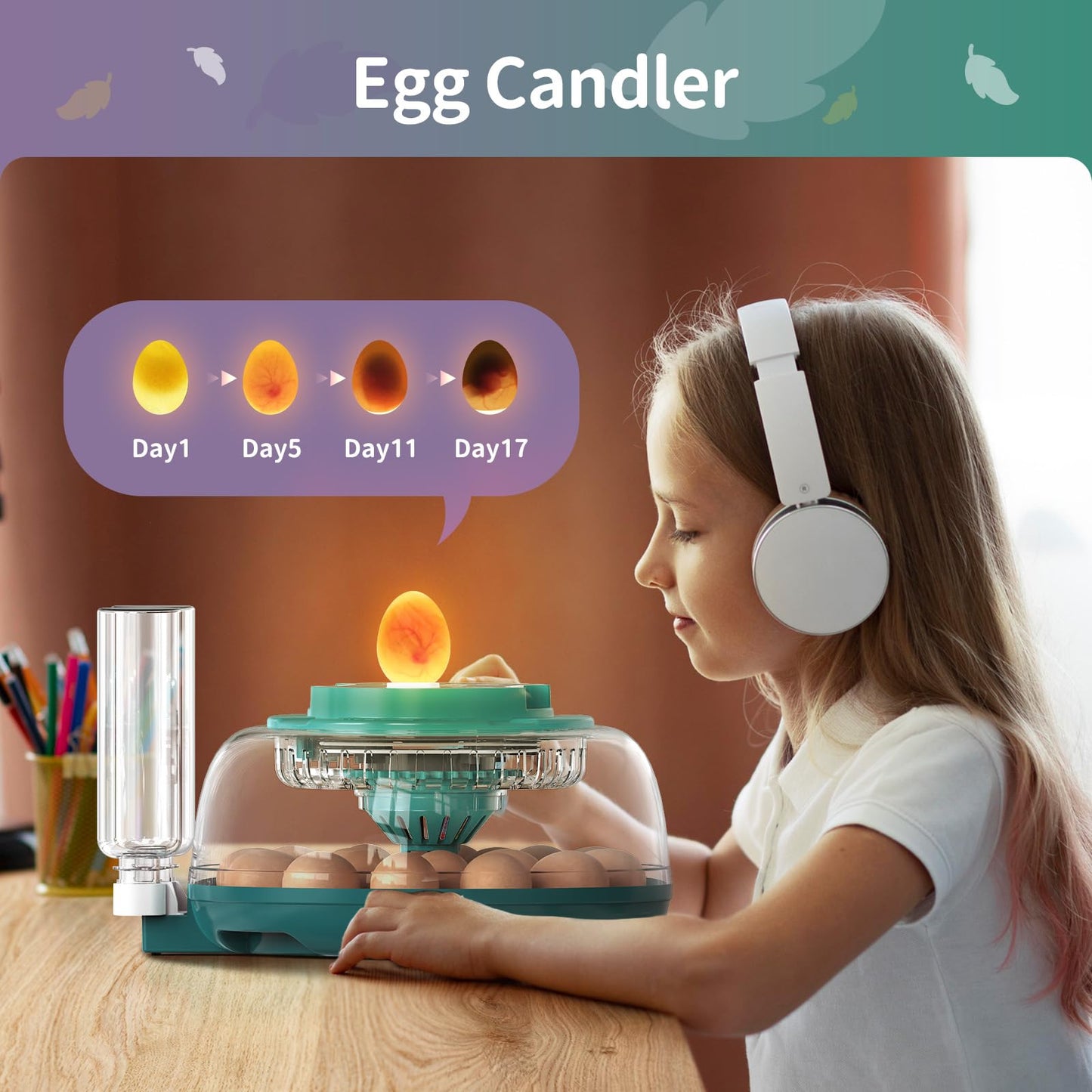 18 Egg Incubator with Automatic Egg Turning and Humidity Control, Egg Incubators for Hatching Eggs, Incubator for Chicken Eggs, Quail Eggs