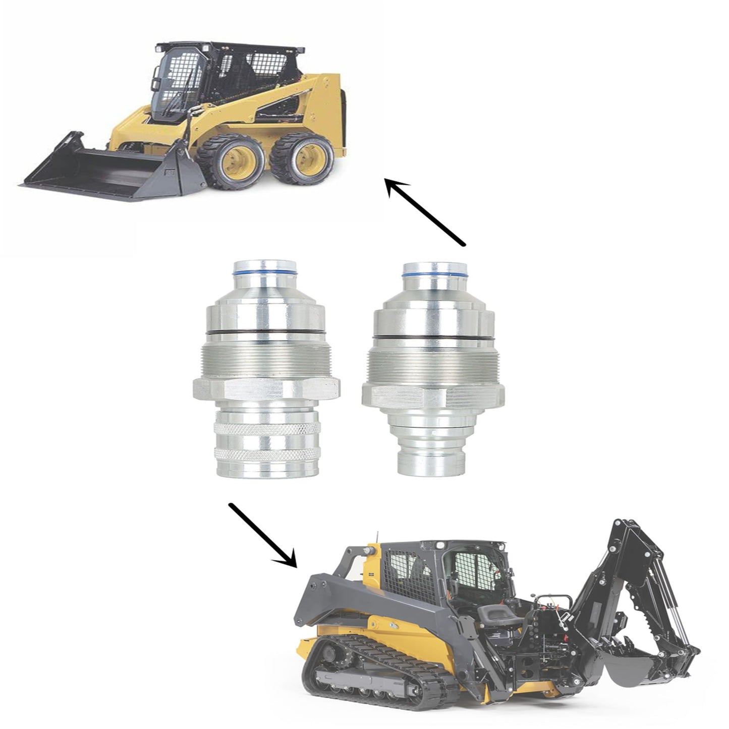 kimllier 7246802 7246799 1/2 Hydraulic Male & Female Flat Face Quick Connect Coupler Set 48mm Thread Diameter Compatible with Skid Steer Loader