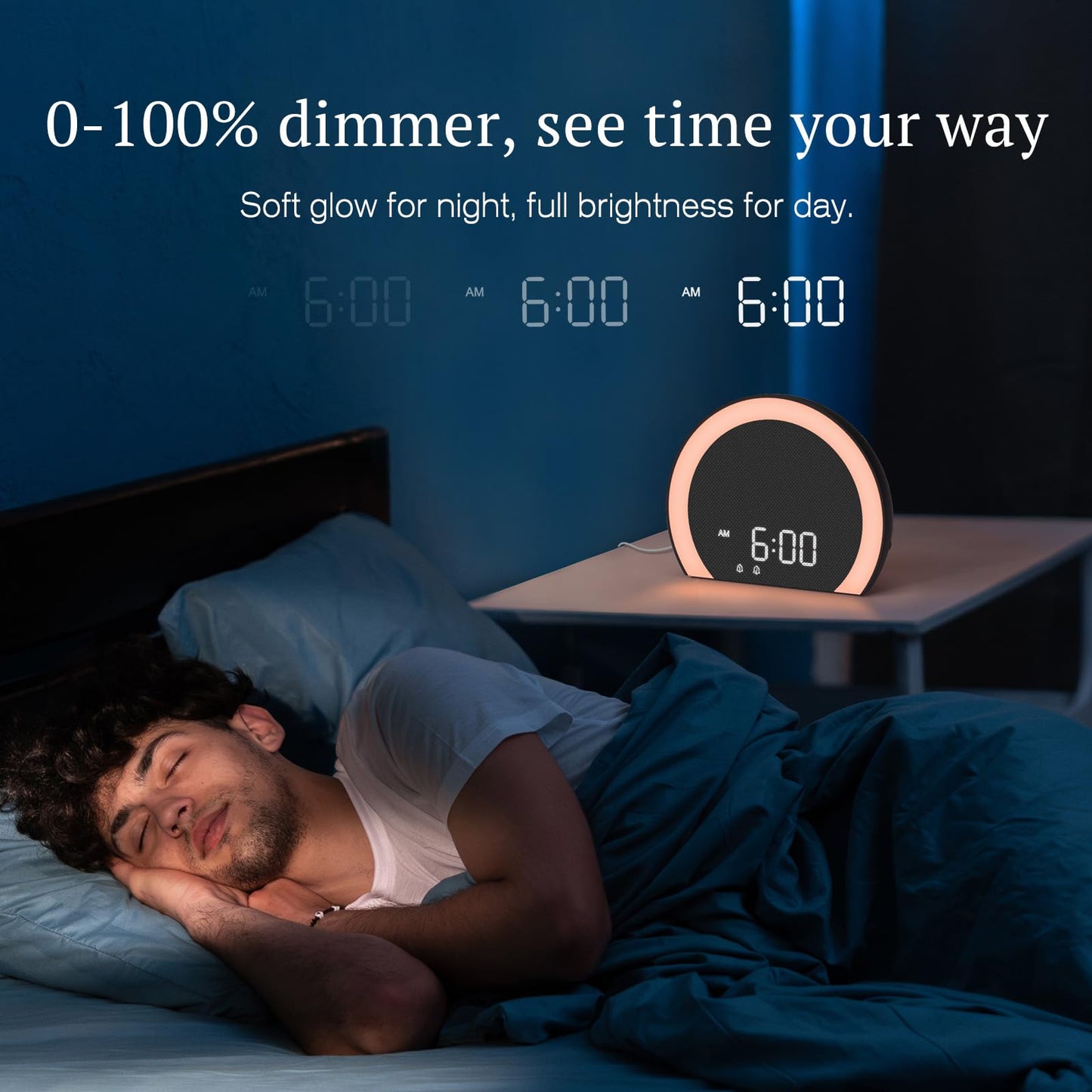 ANJANK Super Loud Alarm Clock with Wireless Bed Shaker, Vibrating Dual Alarm with Light Wake Up for Heavy Sleepers & Hearing Impaired, 9-Color Night Light, 8 Sounds, 0-100% Dimmer, USB Charger