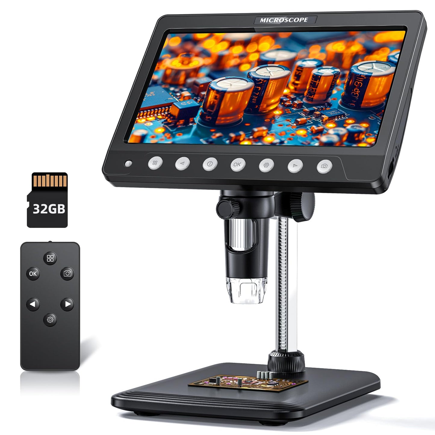 Coin Microscope for Adults Kids - 7'' HD IPS Digital Microscope for Error Coins with Screen | 1200X Soldering Microscope with 8 LED Lights | 32GB SD Card USB for Windows/MacOS
