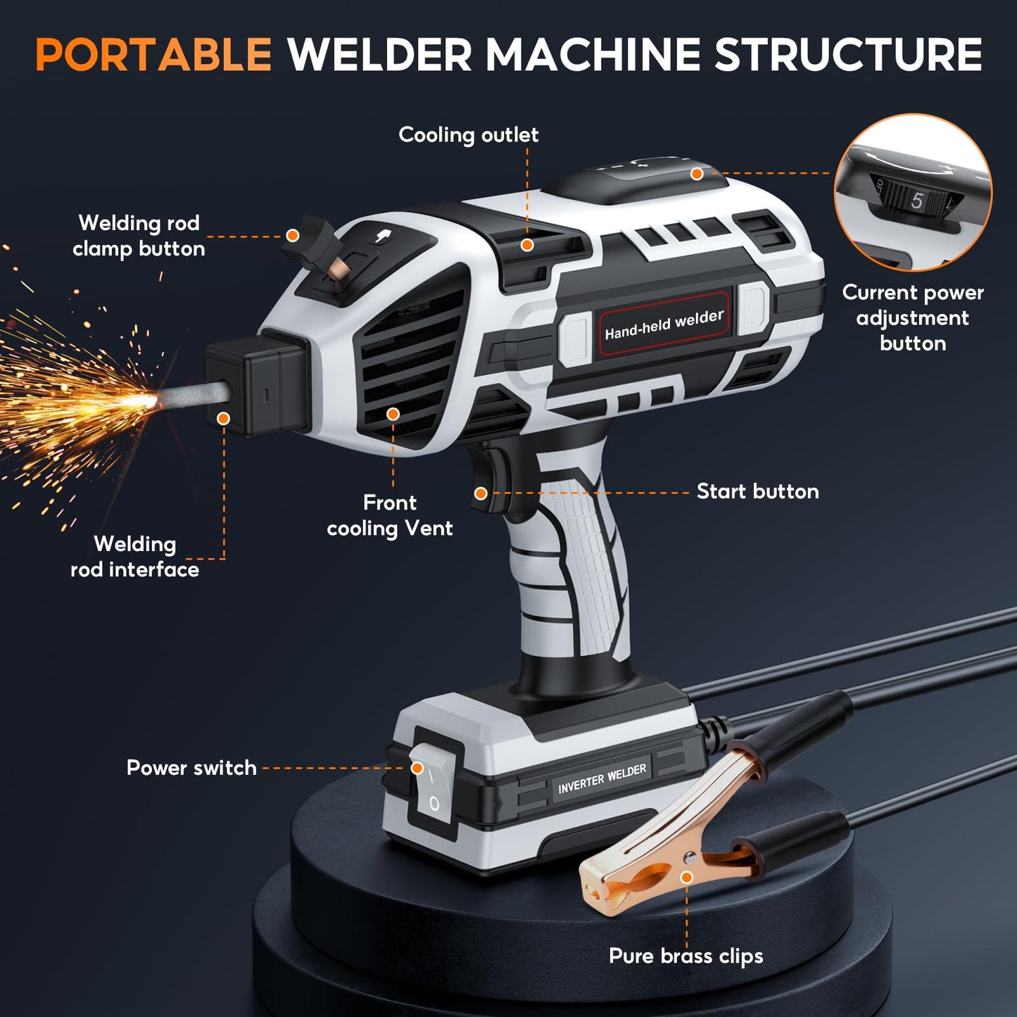 Portable Handheld Welding Machine - 110V IGBT Inverter Handheld Welder, 20-120A Portable ARC Welder, Hot Start & Anti-Stick for 3/32"-1/8" Welding Rods, Father's Day Gift for Men(Grey)