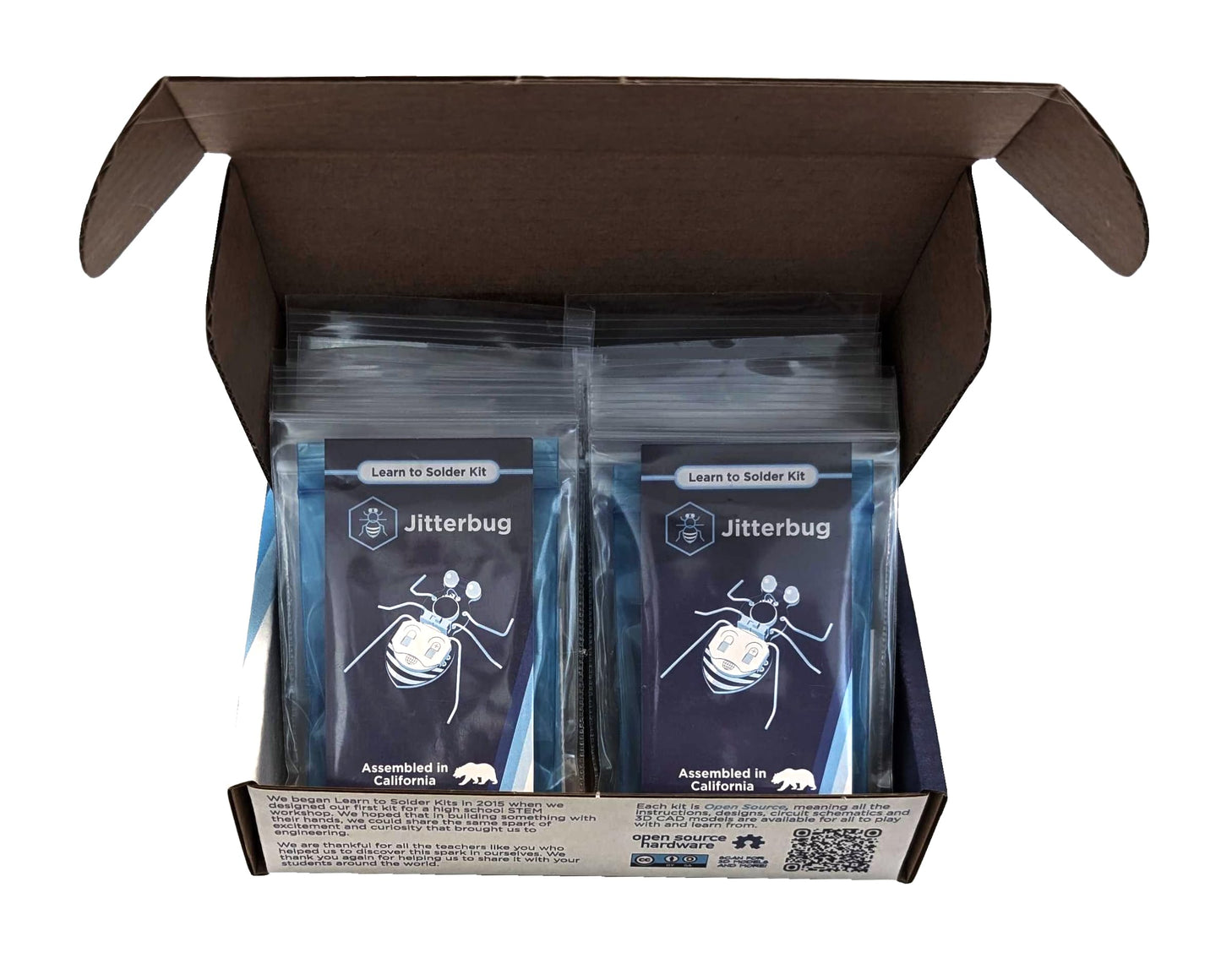 Learn to Solder Kits Jitterbug, Bulk Educator Pack | DIY Soldering Kit for Beginners | Electronics Projects for Students & STEM Classes | Electronic Vibration Motor Circuit Boards with Battery