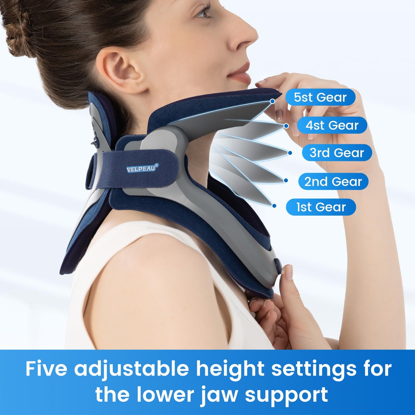 Velpeau Neck Brace for Neck Pain and Support, Soft Cotton Pads, Cervical Collar Restricting Cervical Motion, Relieves Discomfort and Spine Pressure (Neck circumference 11.5-16.5", Foam Pads Version)