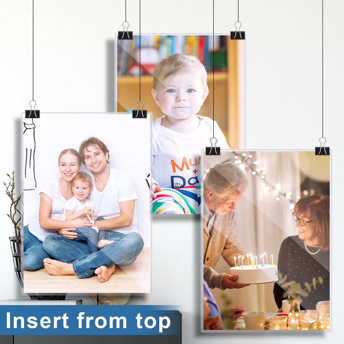 Henoyso 25 Pcs Poster Protector Sleeve 11x17 Inch Clear Rigid Print Plastic Protectors Sheet Heavy Duty Crystal Frame Holder for Magazine Photo Paper Poster Prints