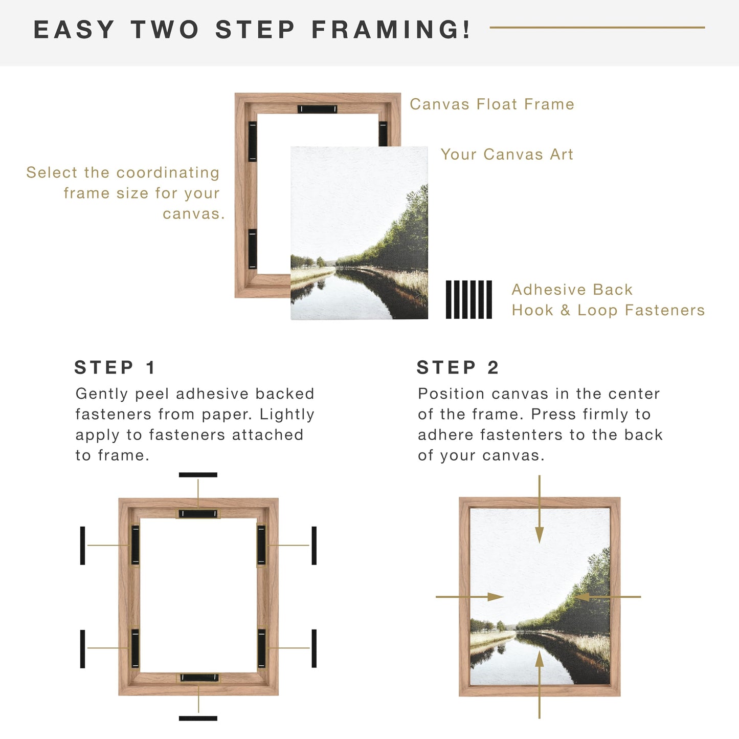 MCS Canvas Float Frames 24x30 Frame, Walnut Wood Grain for Finished Canvases, Vertical & Horizontal Wall Hanging Large with Adhesive for Canvas Paintings (1-Pack)