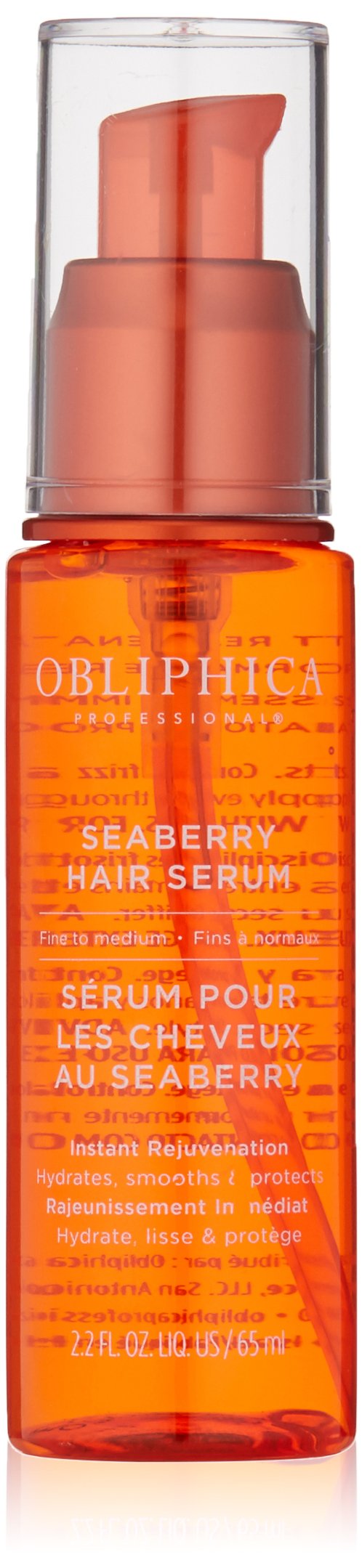 Obliphica Seaberry Leave in Hair Serum for Fine & Medium Hair - Vitamins and Omegas for Frizz Free & Nourished Hair - Hair Serum for Dry Hair and Growth - 2.2 Fl Oz
