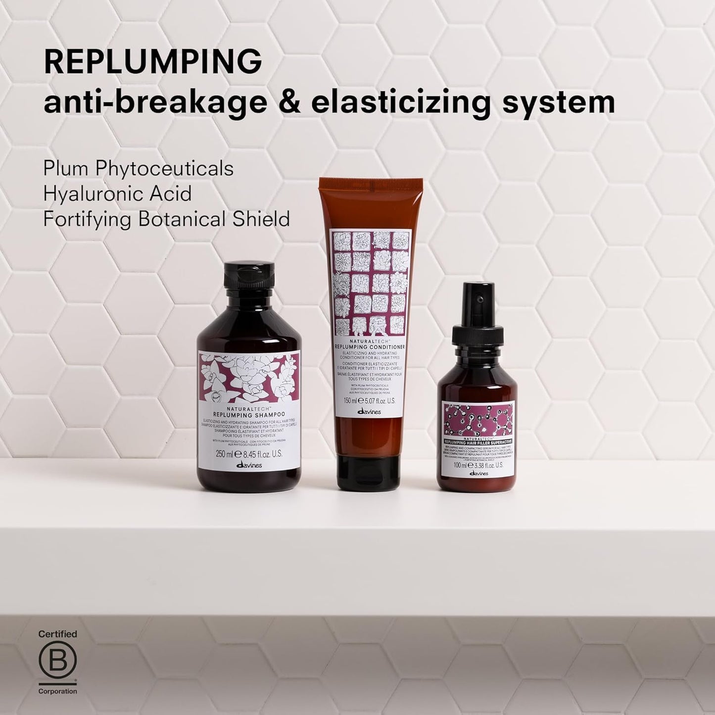 Davines Naturaltech REPLUMPING Conditioner, Renew Elasticity While Replenishing, Moisturizing And Detangling, 5.07 fl. oz.