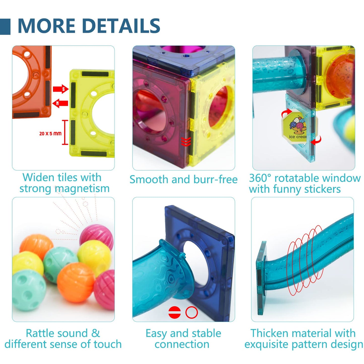 LTKFFFdp Magnetic Building Blocks STEM Educational Toys for Kids Ages 4-12, Ball Track and 3D Stacking Construction Set