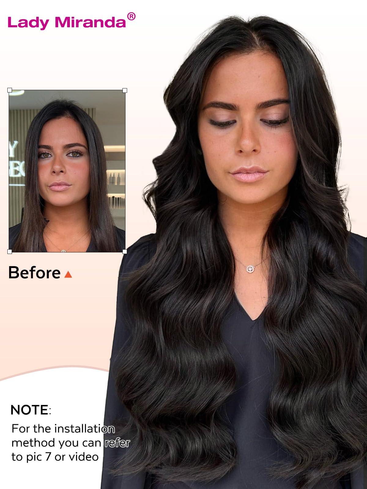 LADY MIRANDA Double Sided PU Invisible Weft Human Hair Extensions 18 Inch 100G Natural Black Micro Ring PU Hair Extensions Twin Tabs Invisible Weft Tape in Extensions with Micro Beads(1B, 18 Inch)