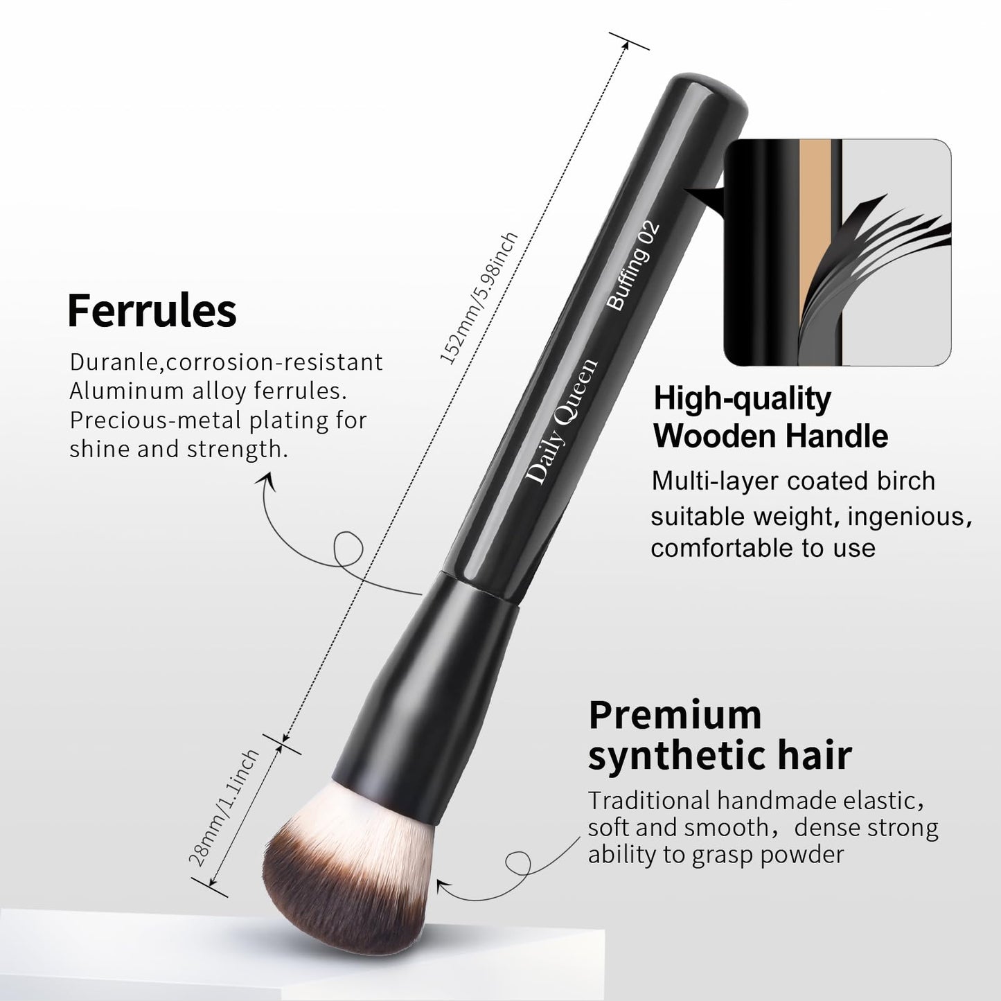 Daily Queen Makeup Brush Set 25 pcs Black Professional Kabuki Powder Concealers Eye shadows Blush Eyeliner Eyebrow Contour Eye blending Brushes