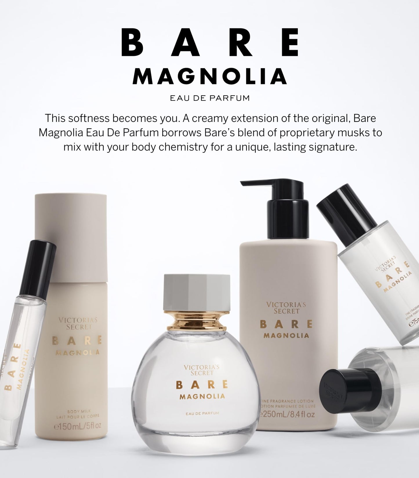 Victoria's Secret Bare Magnolia Eau de Parfum, Notes of Orange Flower, Wood & Vanilla Musk, Perfumes for Women (3.4 oz)