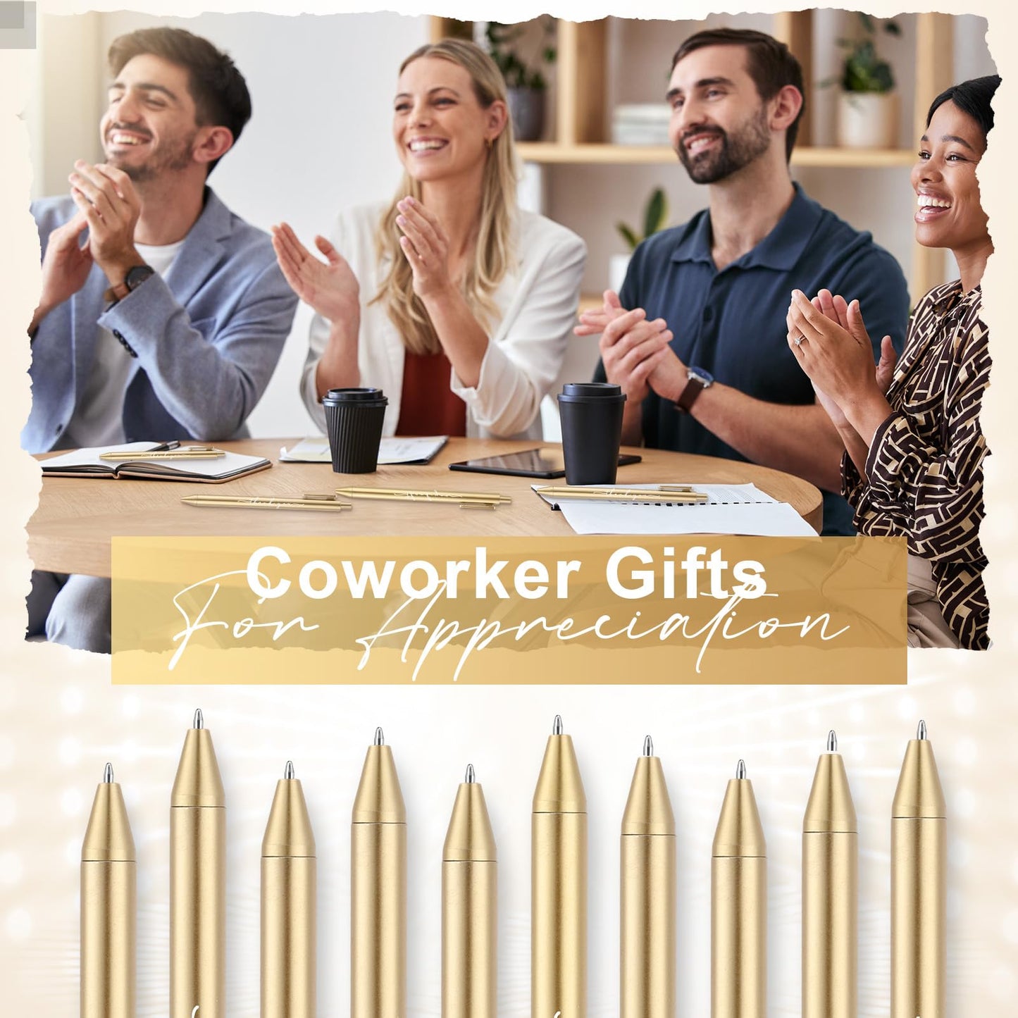 Dispowreath 100pcs Thank You Pens Bulk Cute Multicolor Ballpoint Pen for Server Employee Appreciation Gifts for Wedding Teacher Coworker Office Staff Team Nurse Graduation Baby Shower Party (Gold)