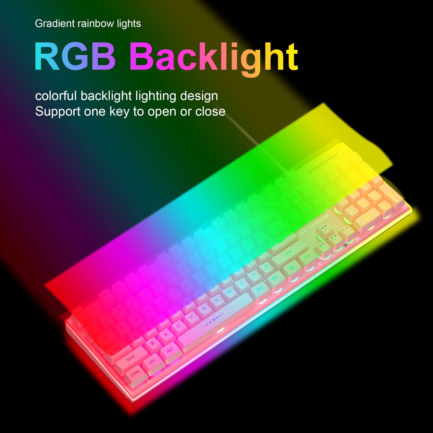 MageGee Gaming Keyboard and Mouse Combo, True RGB Backlit Membrane Office Keyboard Mouse, 104 Keys Anti-Ghosting Metal Panel Quiet Wired Keyboard for Windows Laptop PC Gamer- Pink