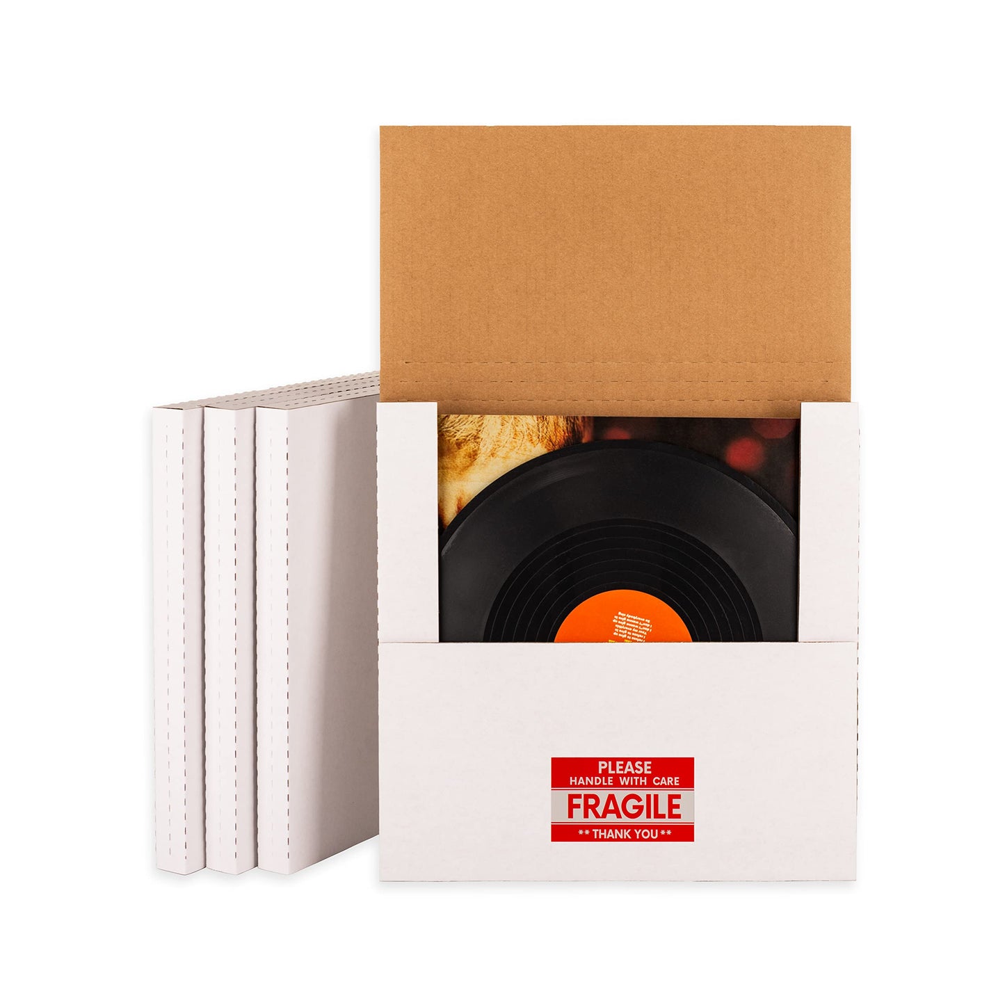 YUSHYIJIE 12-inch LP Mailers Vinyl Record Shipping Boxes, White, 15 Pack
