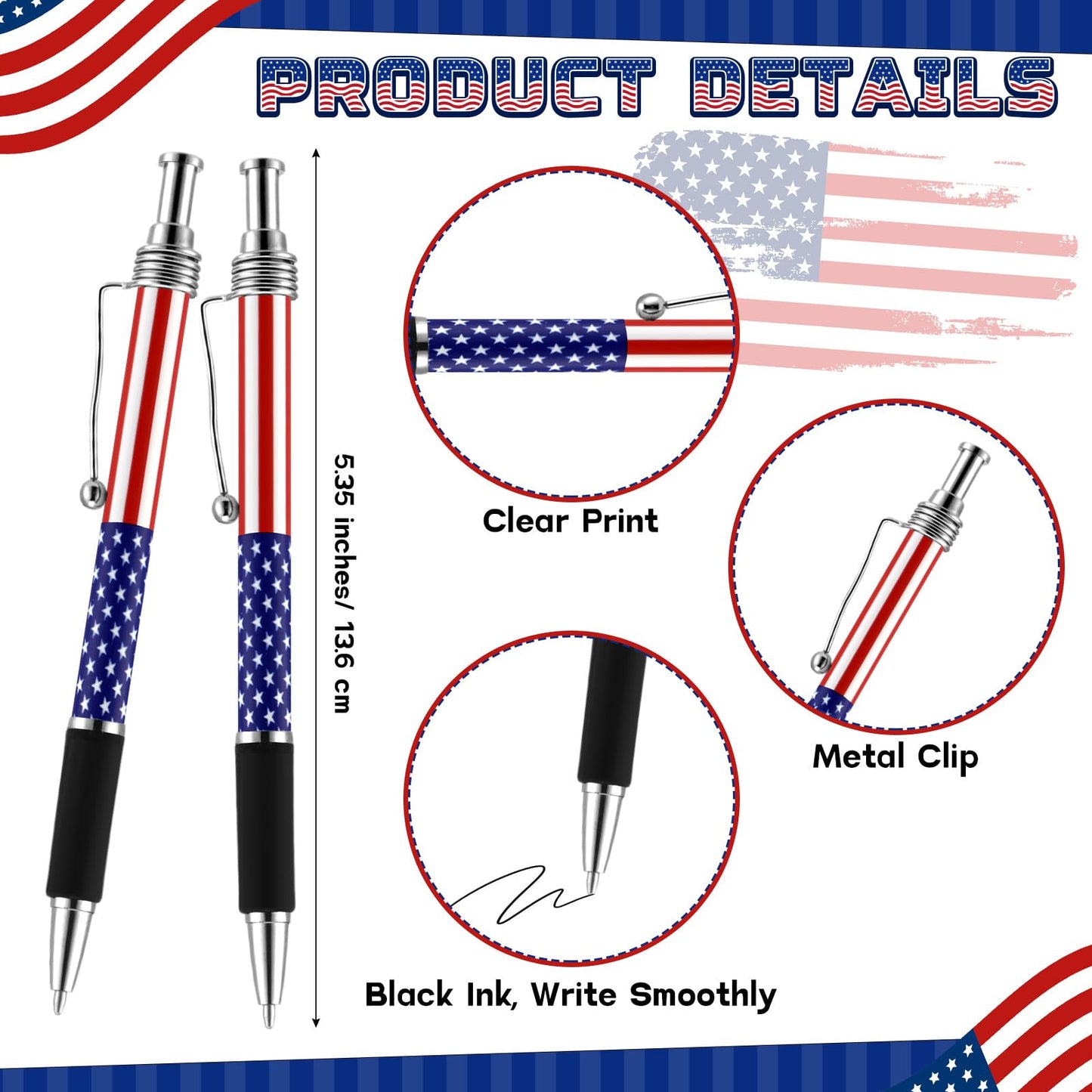 Resurhang 250th Anniversary Memorial Day Gift American Flag Ballpoint Pens Spiral Notebooks Home of The Free Because of The Brave Journal USA Patriotic for Veteran Military Soldier 250th Gift(24 Set)