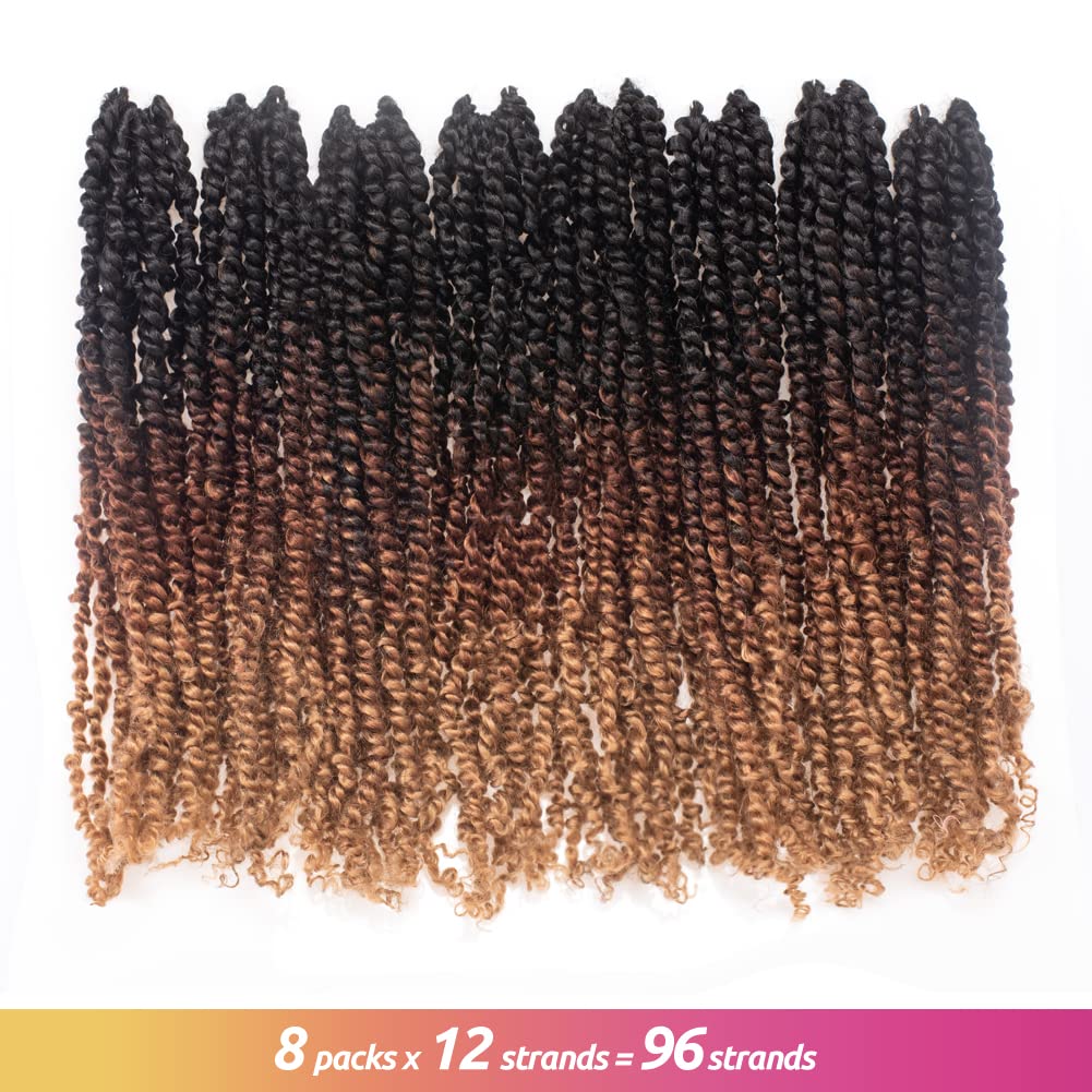 ToyoTress Tiana Passion Twist Hair - 20 Inch 8 Packs Pre-twisted Crochet Braids Ombre Brown Blonde, Long Pre-looped Synthetic Braiding Hair Extensions (20 Inch, OT30/27-8P)