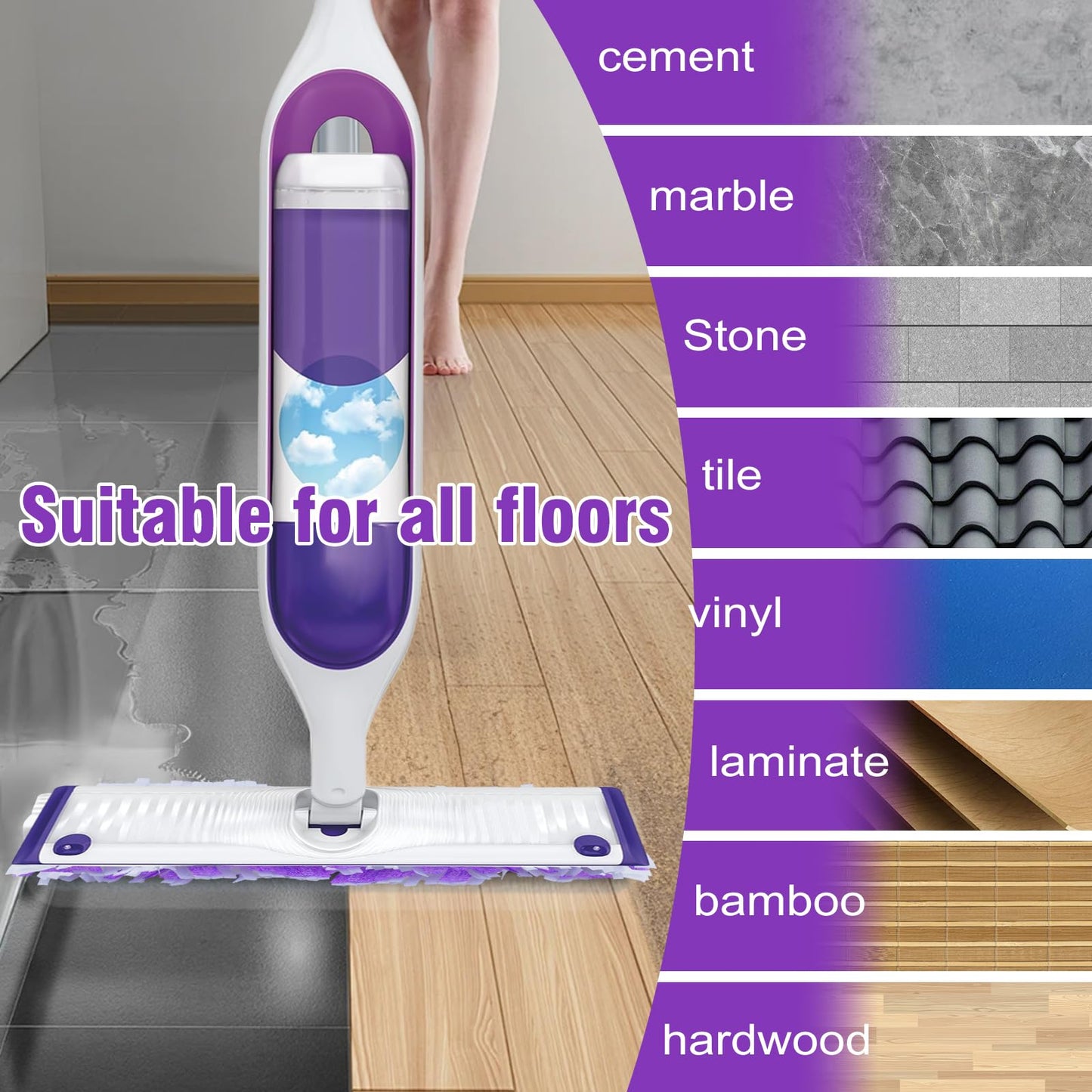 60 Pack Power Mop Refill Pads for Swiffer Power Mop, Disposable Swifter Wet Pad Refills for Swiffer, Replacement Spray Wet Pads Refills for Multi-Surface&Wood Floor Cleaning