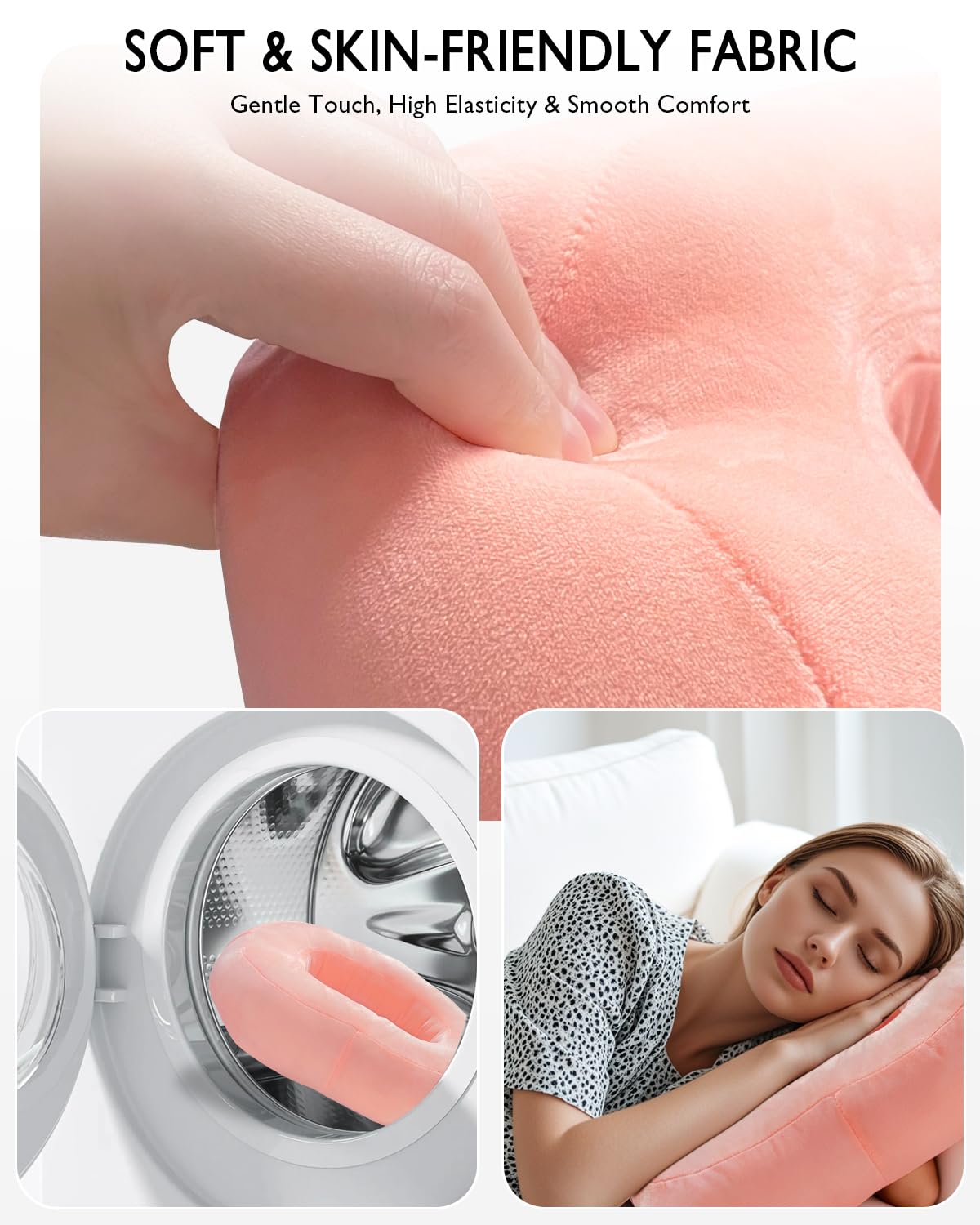 Tablet Pillow Stand, Compatible with 5"-12.9" Kindle, iPad, Phone/Tablet, Google, Samsung, 360° Rotating Phone Holder for Bed, Soft Plush Fabric, Detachable Bowl, Reading and Relaxation on Bed, Pink