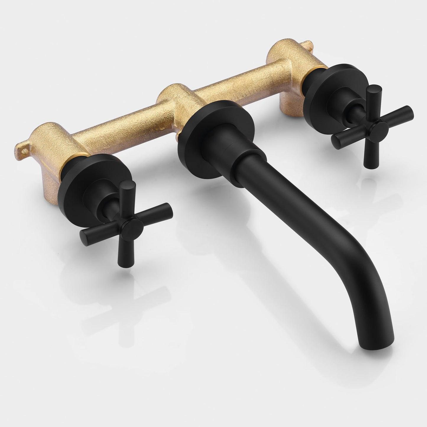 sumerain Matte Black Bathroom Faucet,Wall Mount Black Bathroom Faucets and Rough-in Valve Included