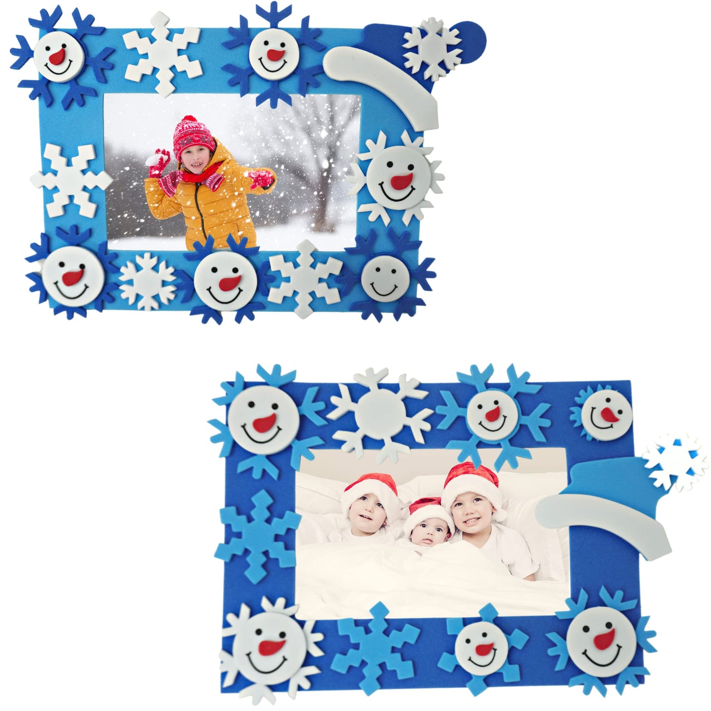 4E's Novelty Foam Snowflake Picture Frame Craft (12 Pack) Bulk Christmas Winter Crafts for Kids Toddlers 3-12, Individually Wrapped Arts & Crafts for Classroom