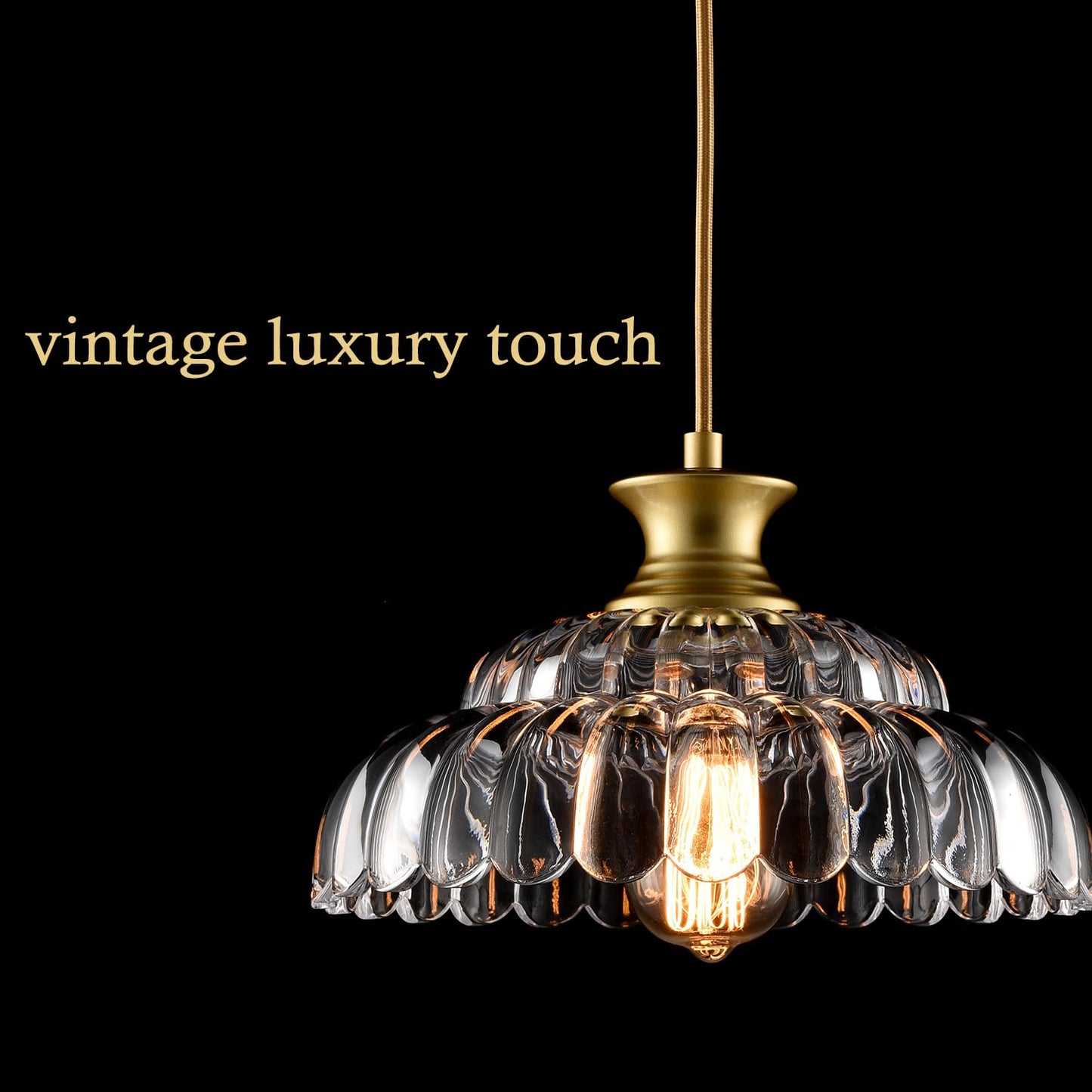 HYDELITE Vintage Glass Pendant Lights Kitchen Island Gold Pendant Light Fixture Modern Hanging Light Fixture for Dinning Room Bedroom Entryway