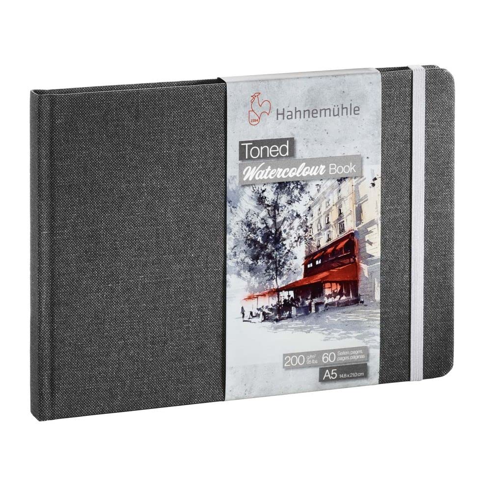 Hahnemuhle 10625171 Toned Watercolour Book, A5 Size, Grey