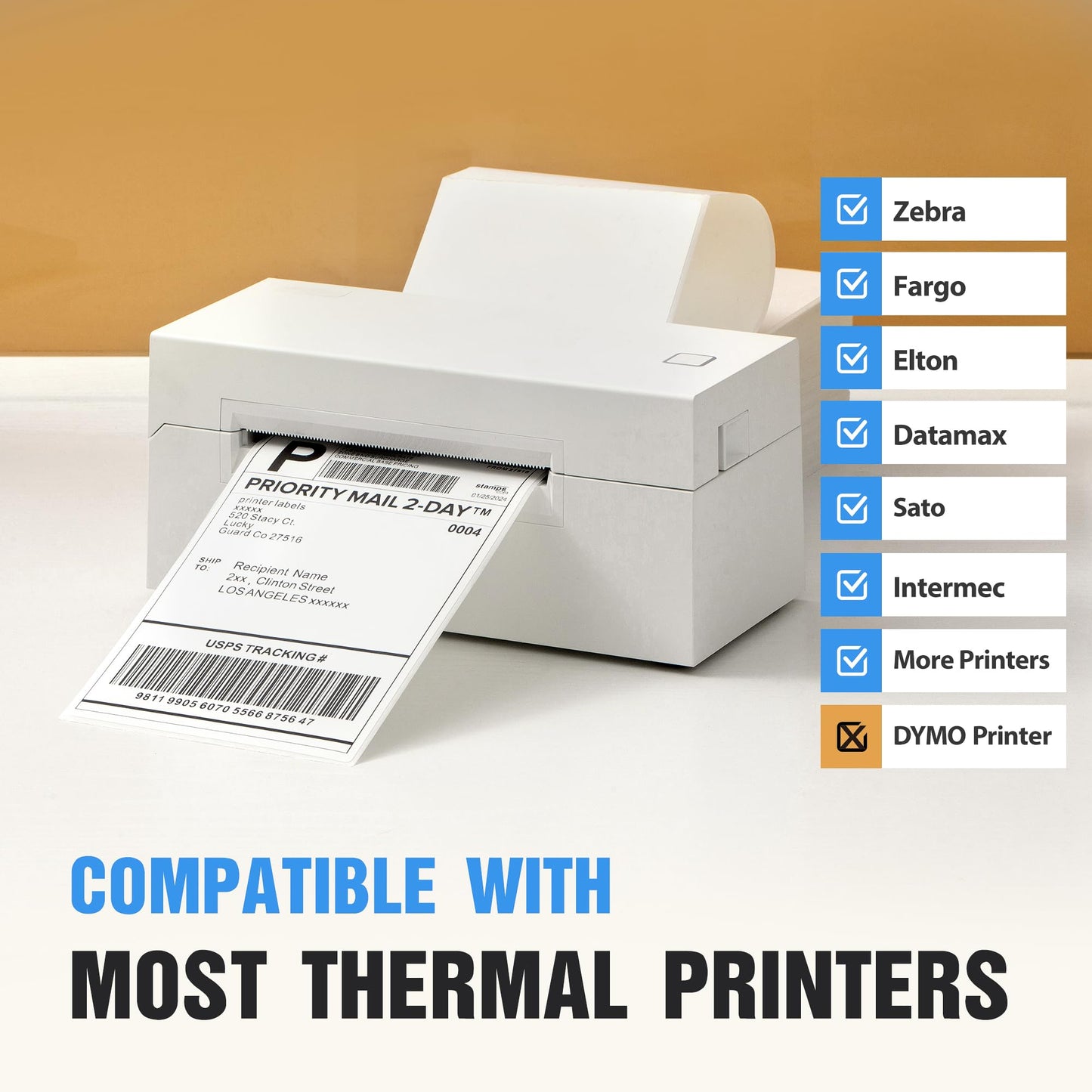 LuckyGuard Fanfold 4" x 6" Direct Thermal Labels 4000 Thermal Printer Paper 8 Stacks Shipping Labels