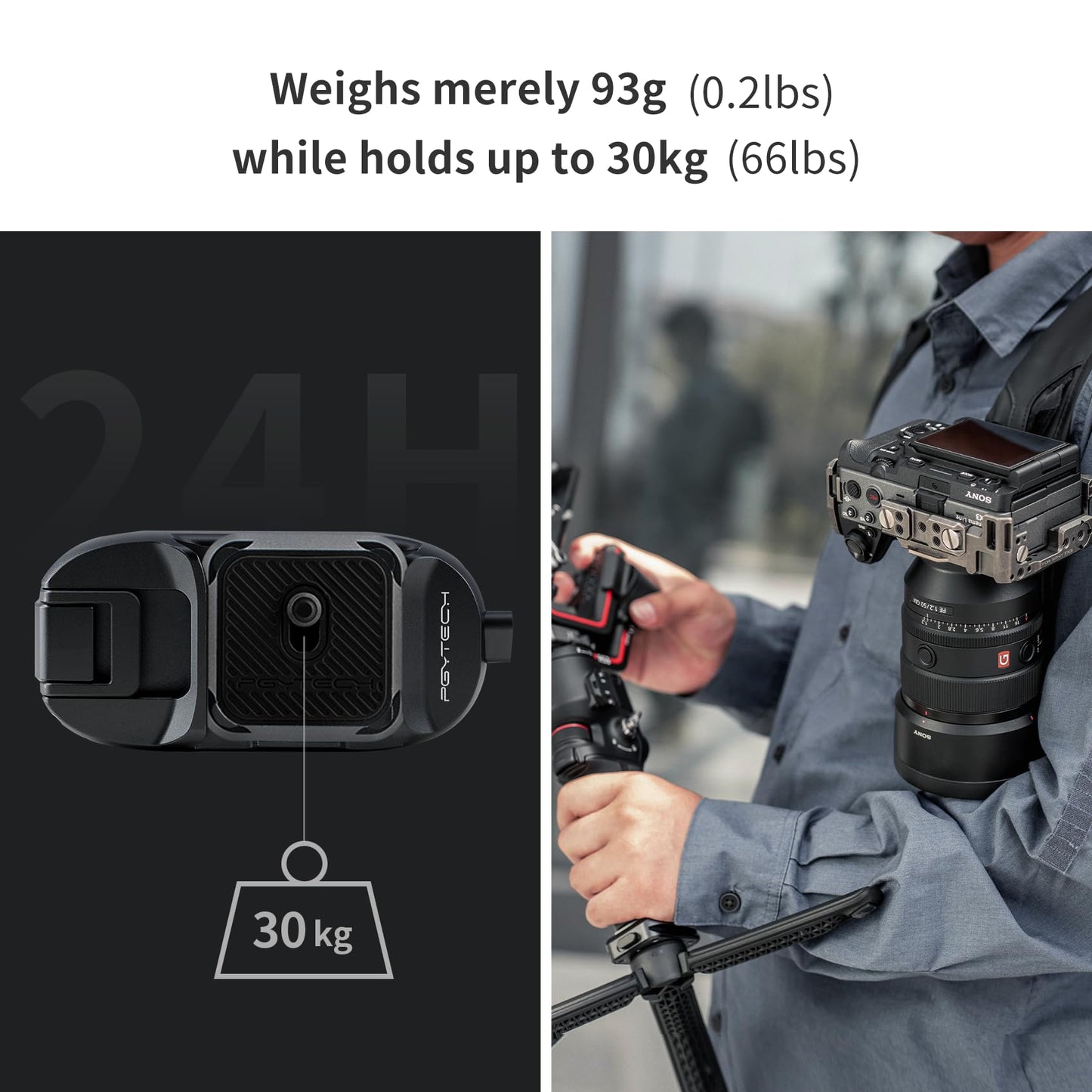 PGYTECH Beetle Camera Clip with Plate Camera Quick Release System for Sony, Nikon, Fuji, DSLR Action Camera Backpack Camera Strap Mount (for Camera)