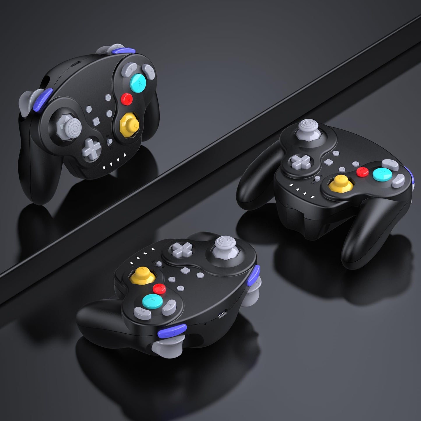2 Pack 2.4 GHz Wireless NGC Switch Online Controller, GameCube & USB Receiver, Compatible with Windows PC iOS Mac Raspberry Pi Steam GameCube/Switch (Rechargeable) (Plug and Play) (Vibration) Black