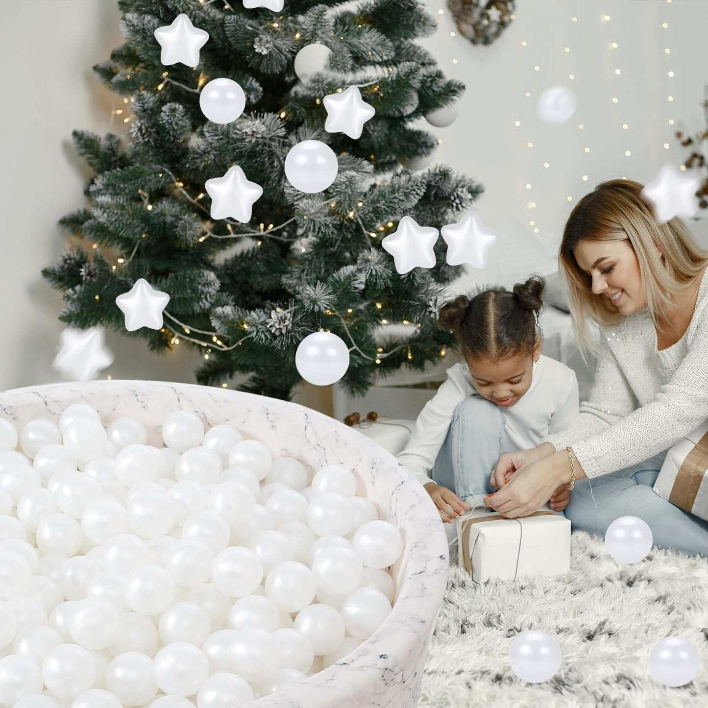 STARBOLO Ball Pit Balls - 2.75inches - Crush Proof Plastic Children's Toy Balls Macaron Ocean Balls Play Balls for Birthday Party Games Pool (Pearl White).