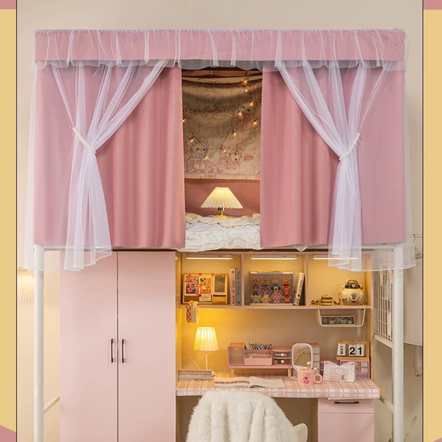 Navhao Dorm Home Solid Thicken Bunk Blackout Bed Curtains Cloth Bed Canopy Students Single Sleeper