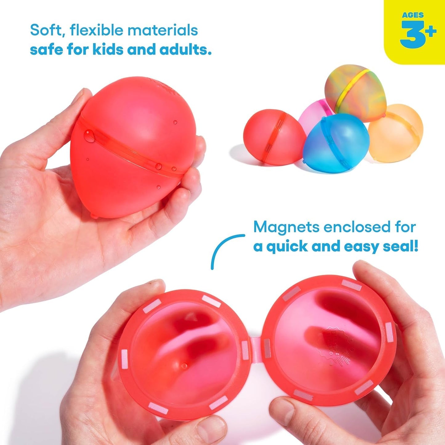 Hydroburst 6-pack Reusable Water Balloons by Relatable, For The Pool, Beach Toys And Outdoor Play Toys, Includes 6 Refillable Balloons