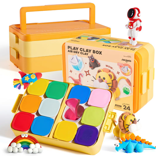 Air Dry Clay for Kids, 24 Colors Modeling Clay Kit with Storage Box & Sculpting Tools, Magic Molding Clay for Boys & Girls Crafts Gift, Age 6-12 Year Olds