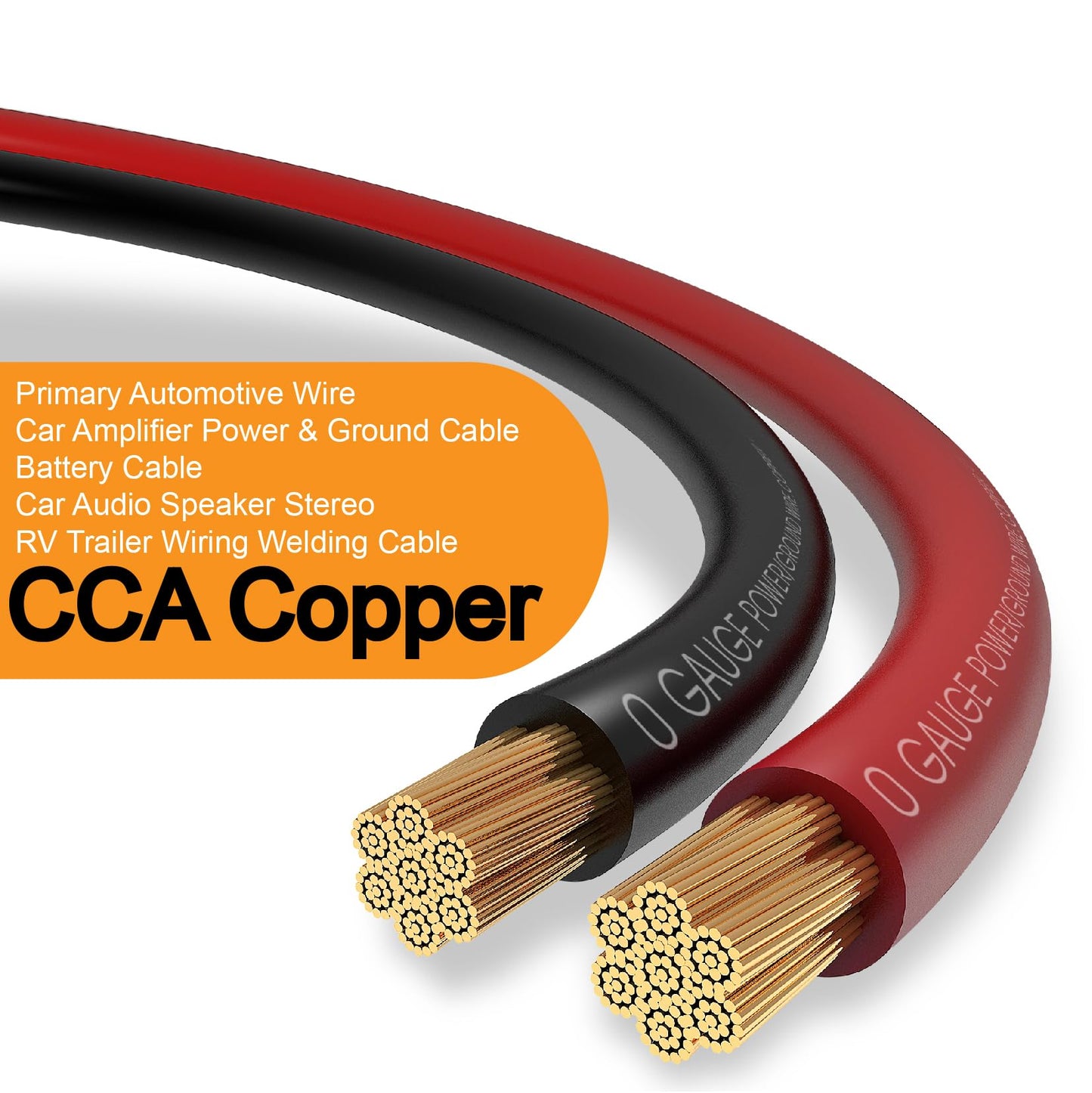 40FT 0 Gauge Wire Copper Clad Aluminum,1/0 Battery Cable,20pcs Lugs Terminal Connectors with 3:1Heat Shrink Tube for Amp,Inverter,Winch,Reducer,Starter,Solar Power,DC Wiring